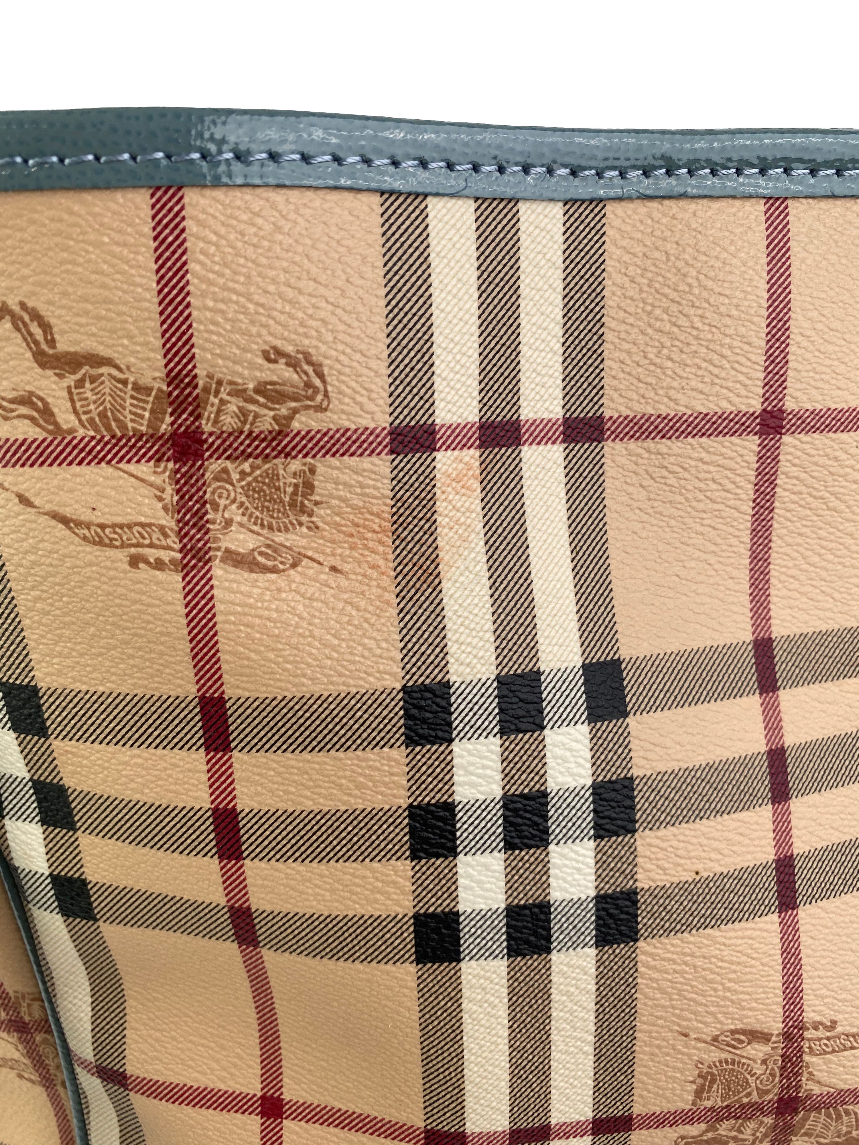 Burberry Blue Trim Haymarket Tote Bag