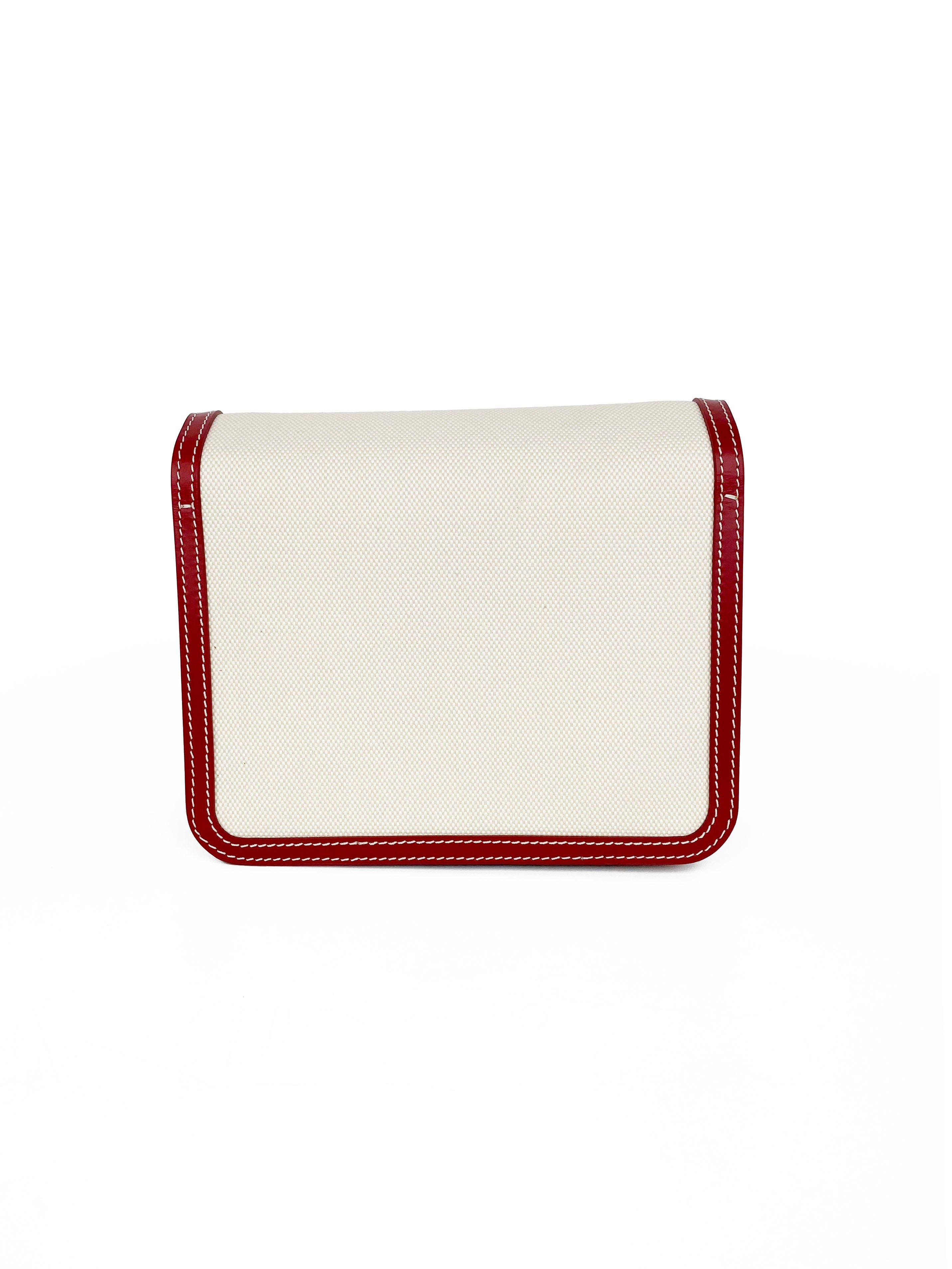 Burberry Mini Canvas TB Bag with Red Trim