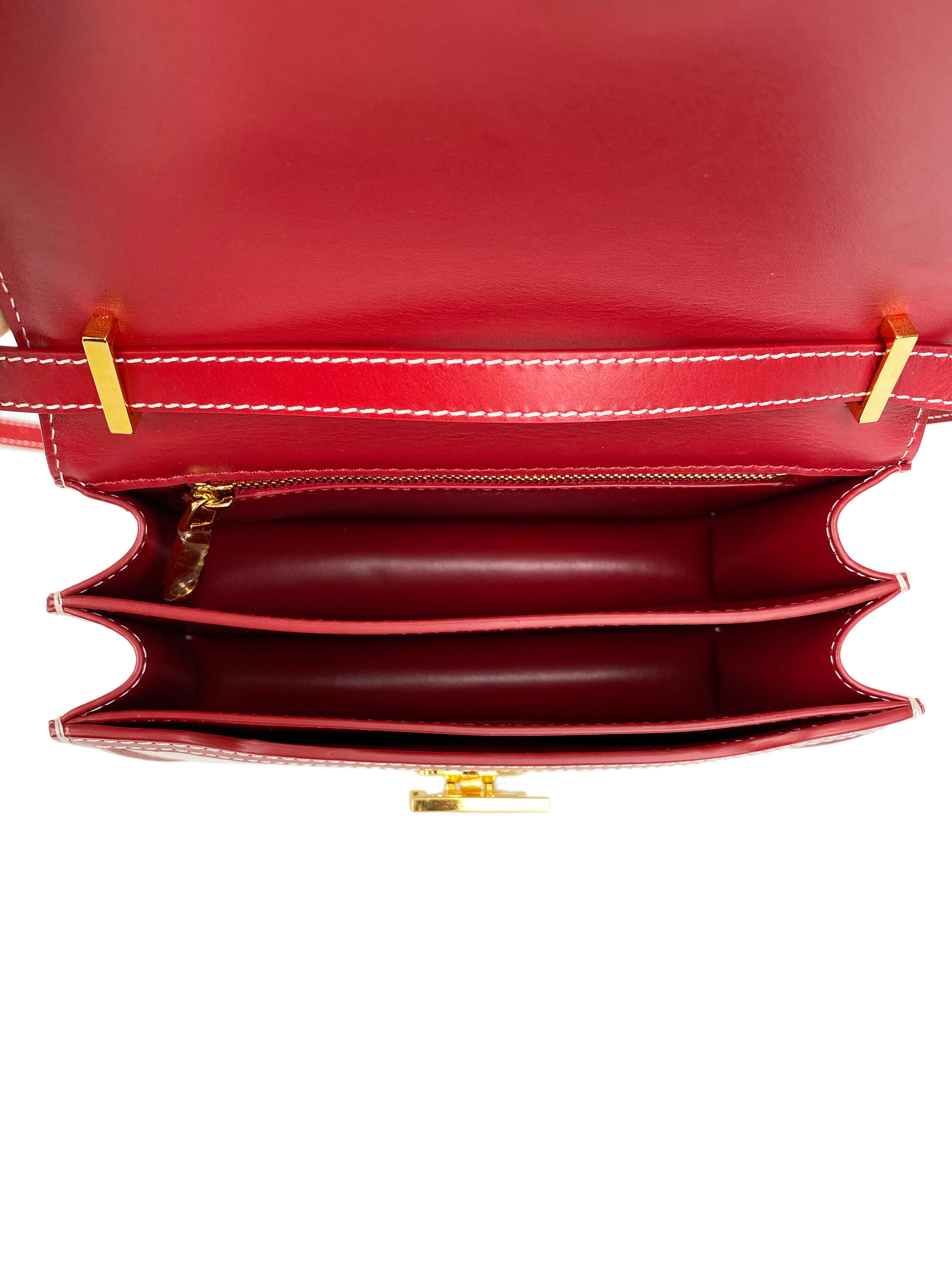 Burberry Mini Canvas TB Bag with Red Trim