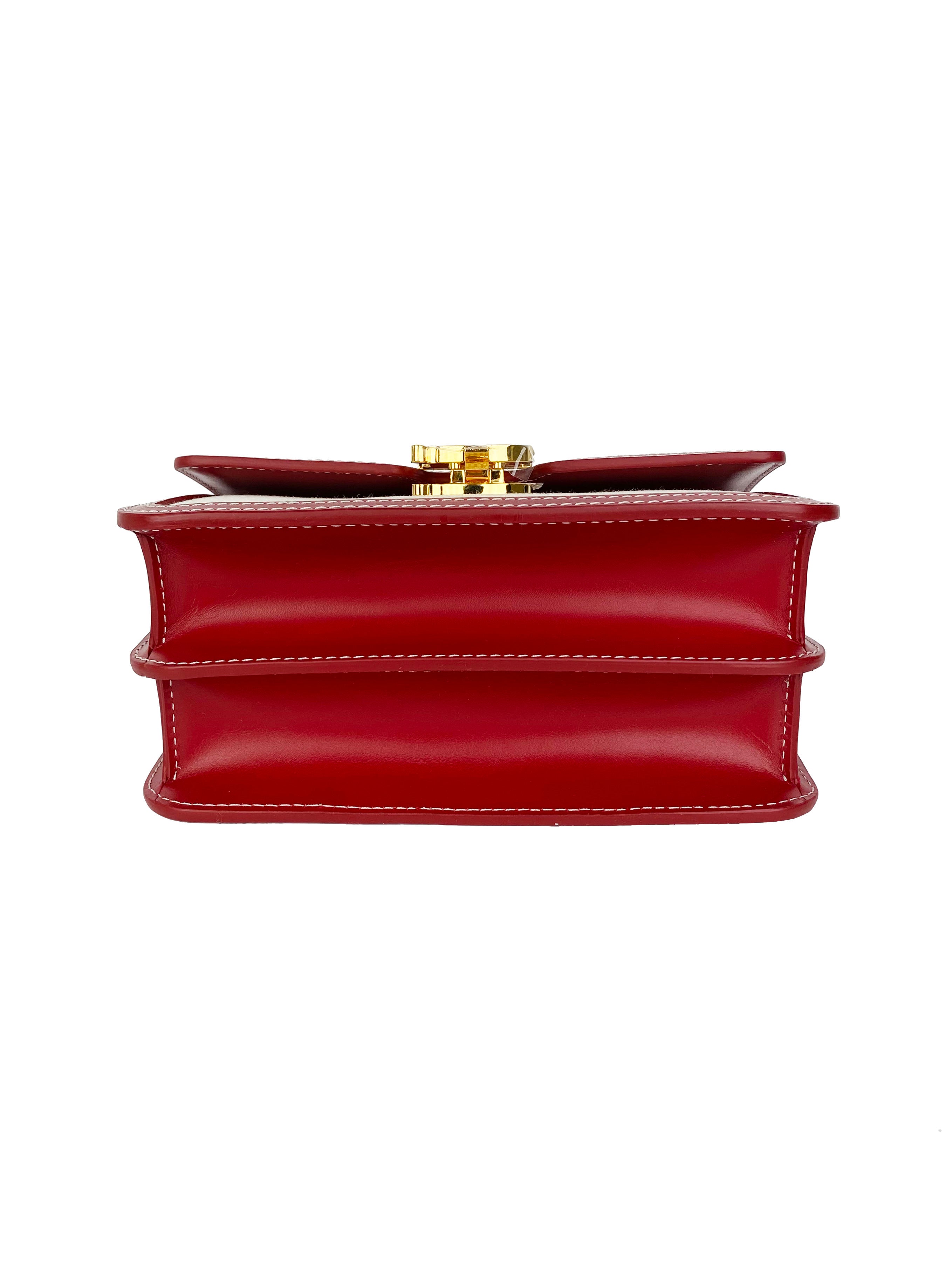 Burberry Mini Canvas TB Bag with Red Trim