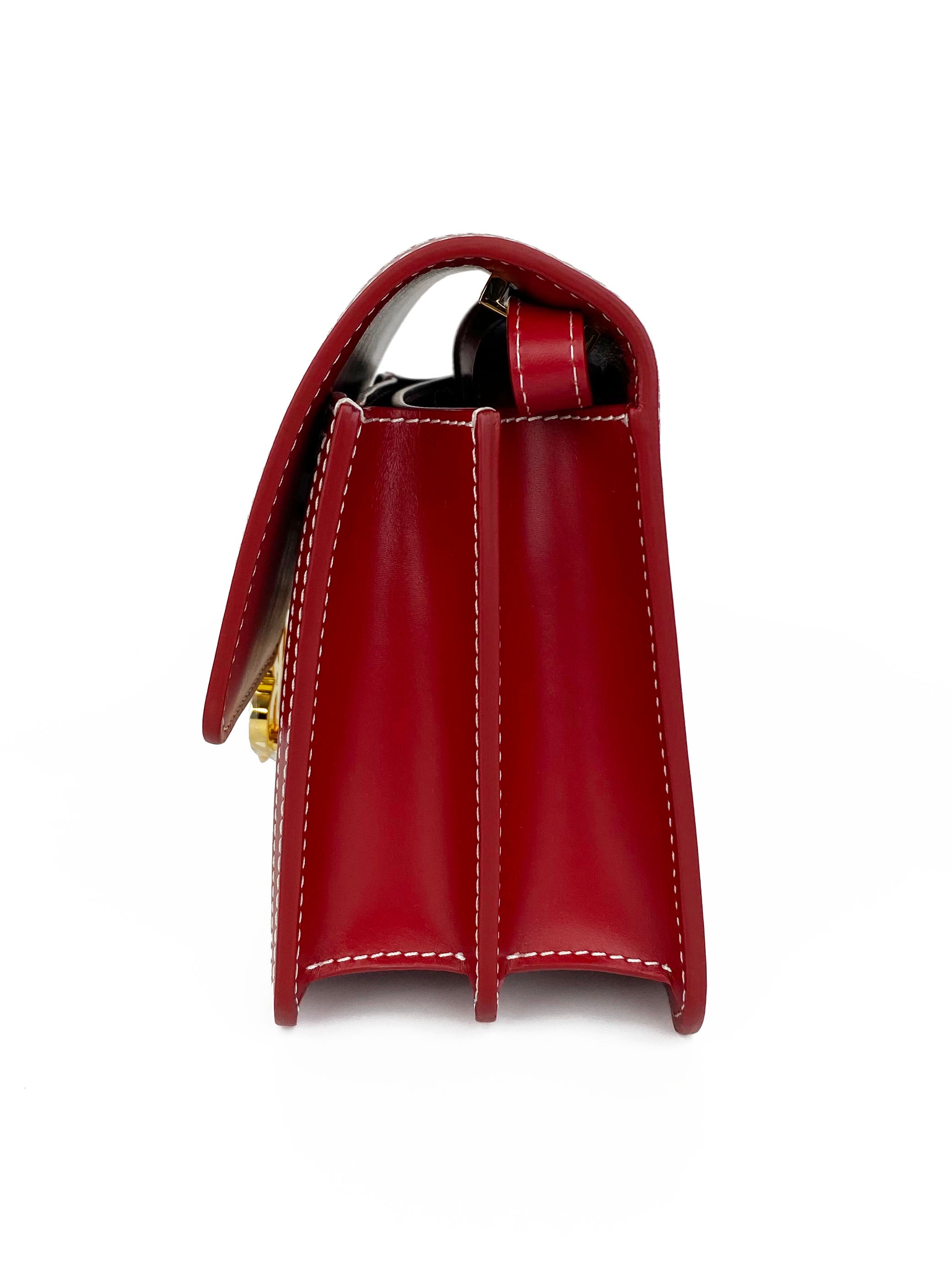 Burberry Mini Canvas TB Bag with Red Trim