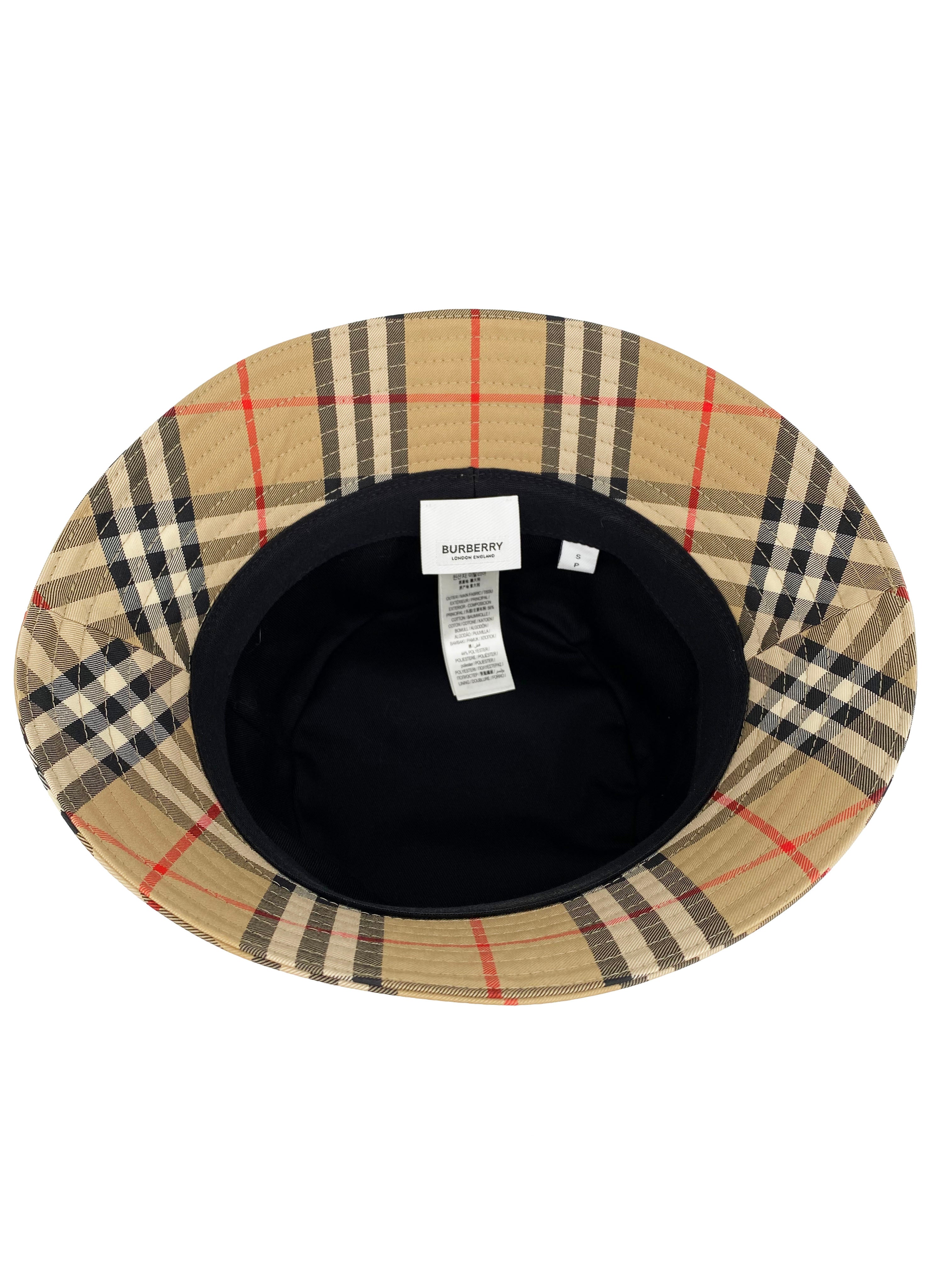 Burberry Vintage Check Technical Cotton Bucket Hat S