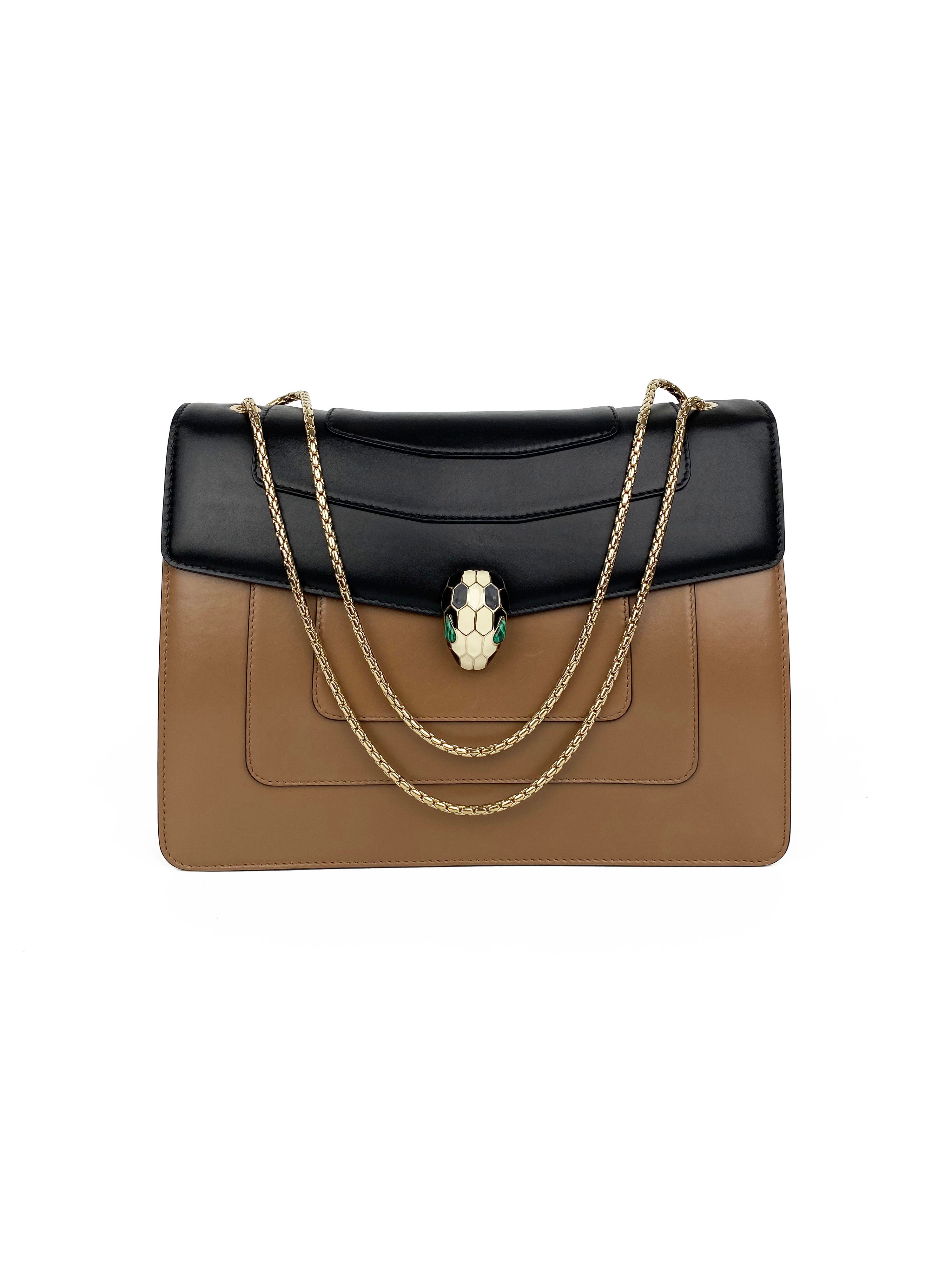 Bvlgari Black 
Tan Two-tone Serpenti Bag