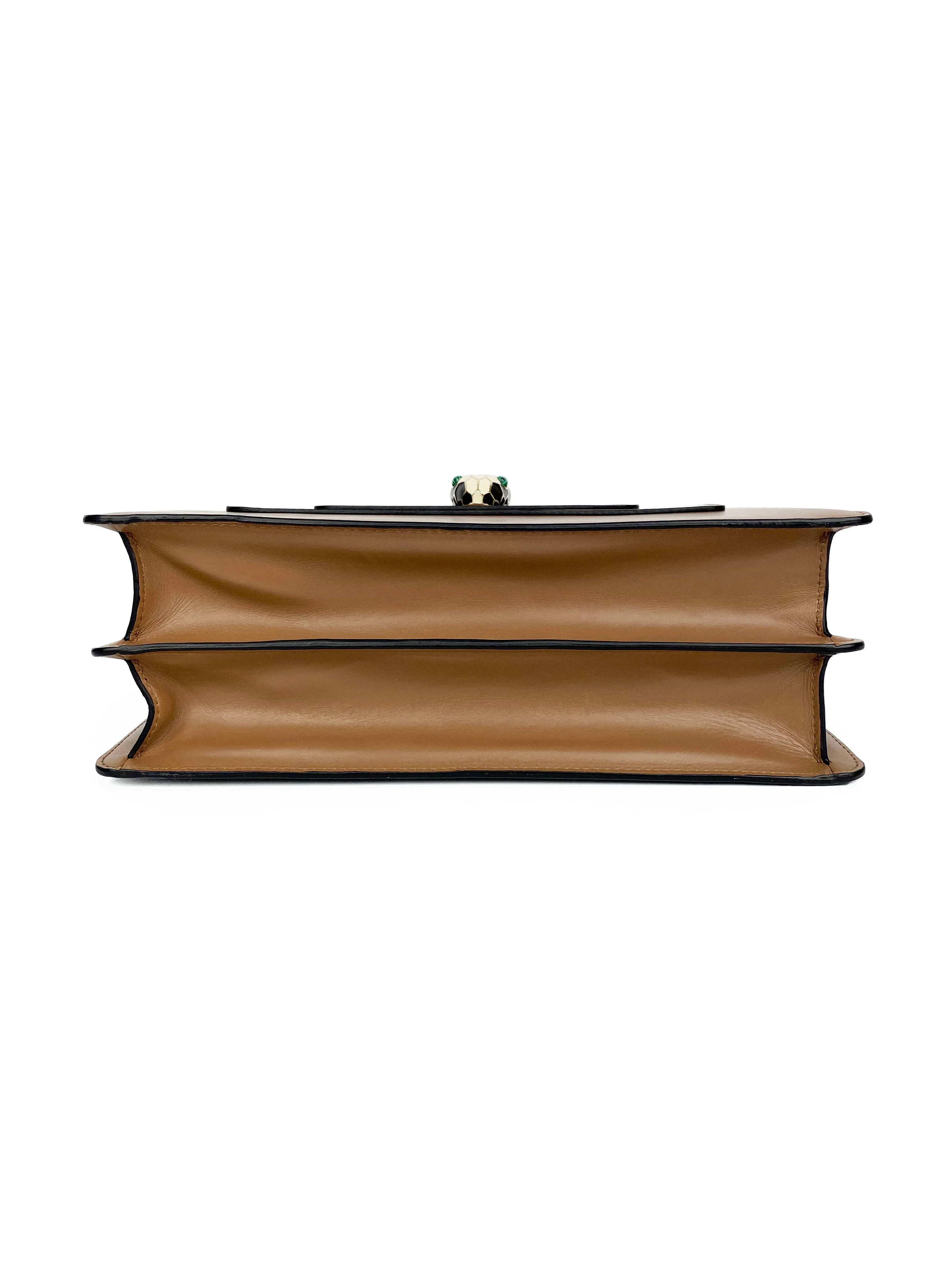 Bvlgari Black  Tan Two-tone Serpenti Bag