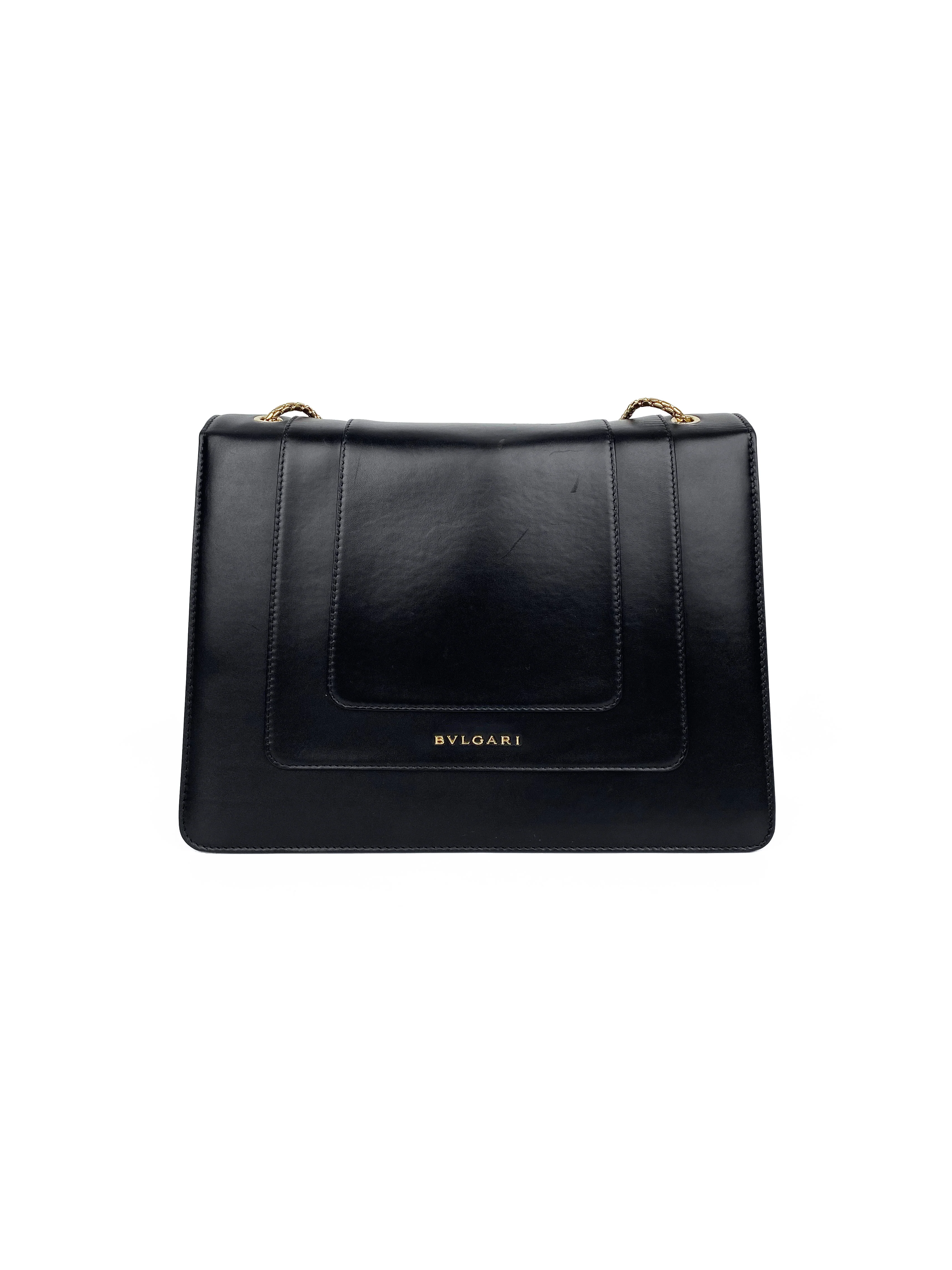 Bvlgari Black  Tan Two-tone Serpenti Bag