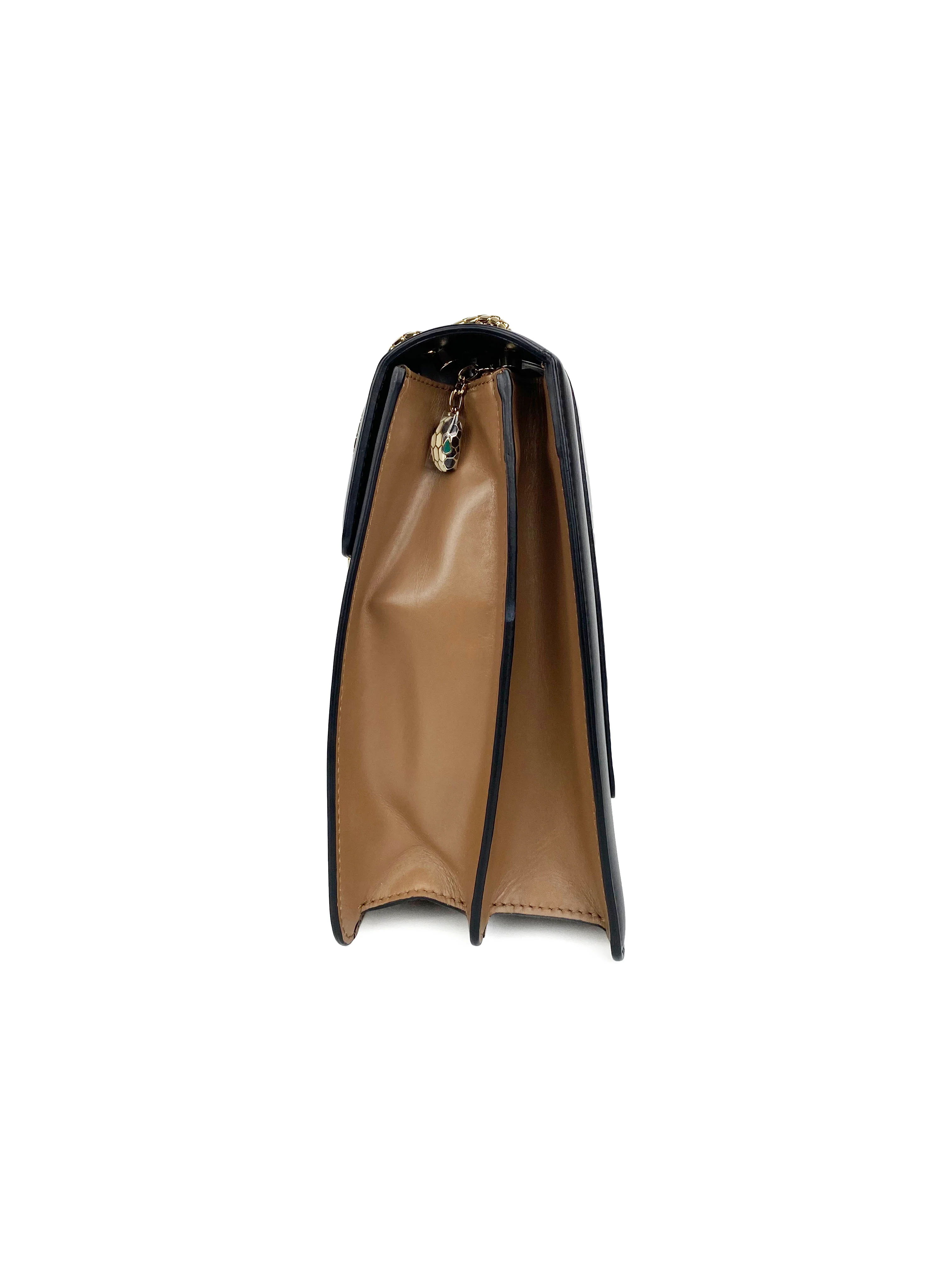 Bvlgari Black  Tan Two-tone Serpenti Bag