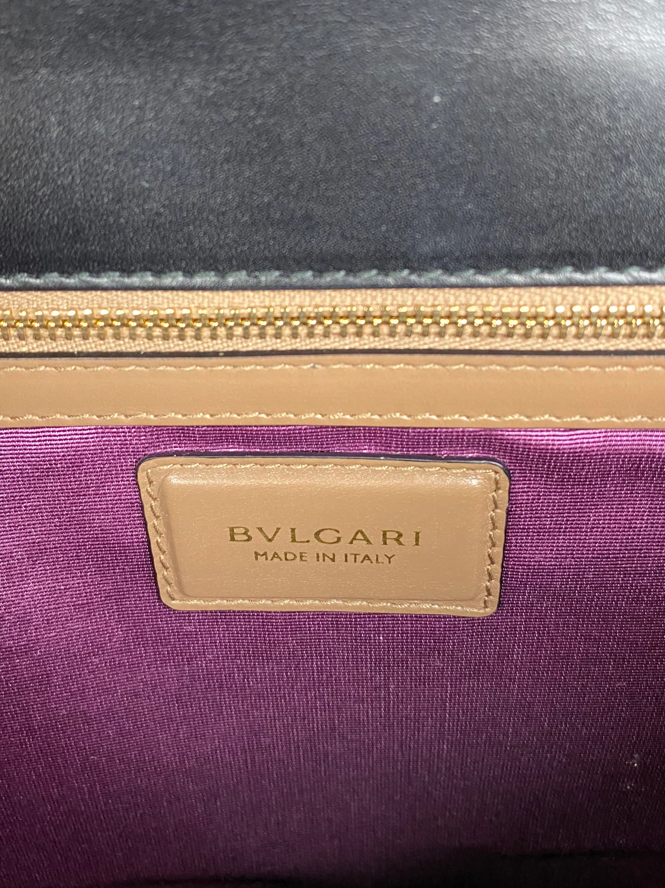 Bvlgari Black  Tan Two-tone Serpenti Bag
