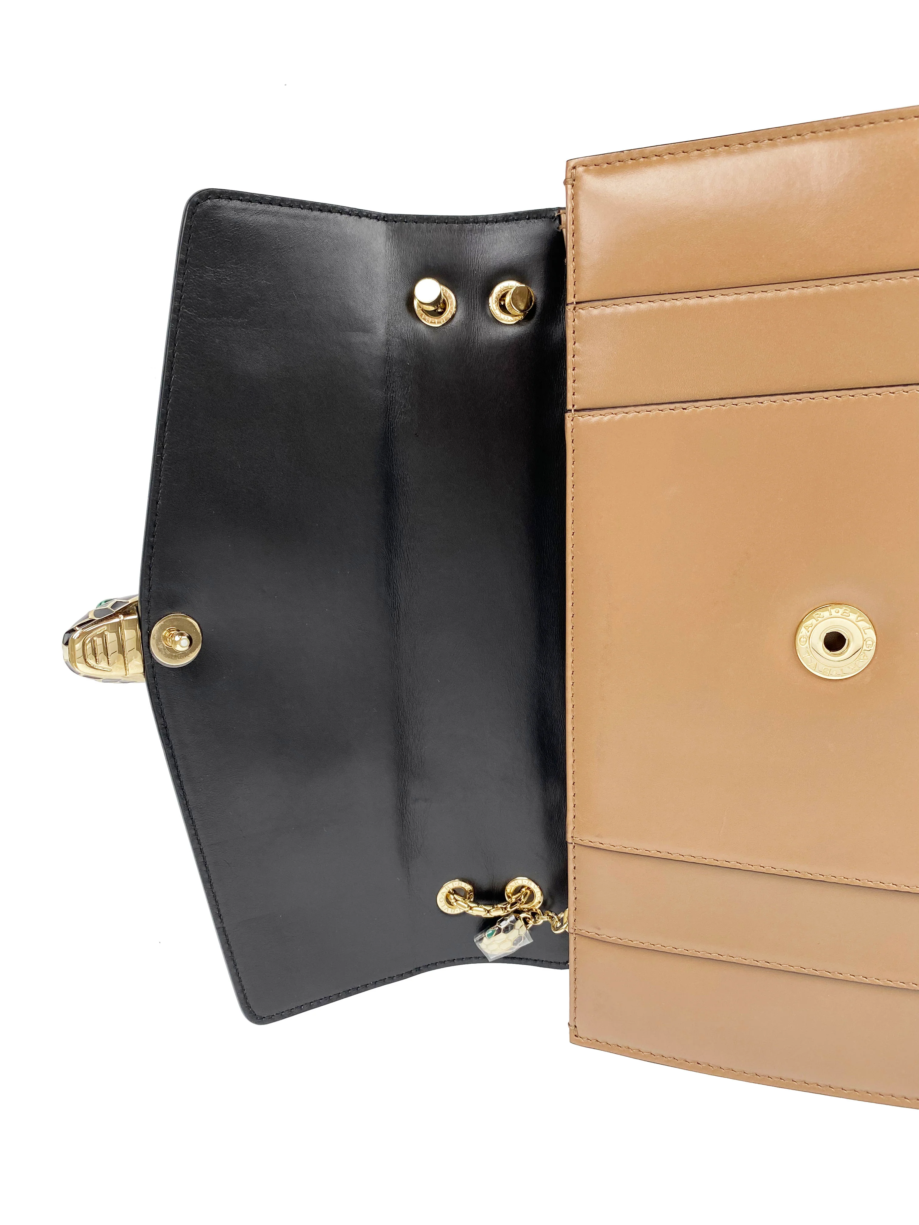 Bvlgari Black  Tan Two-tone Serpenti Bag