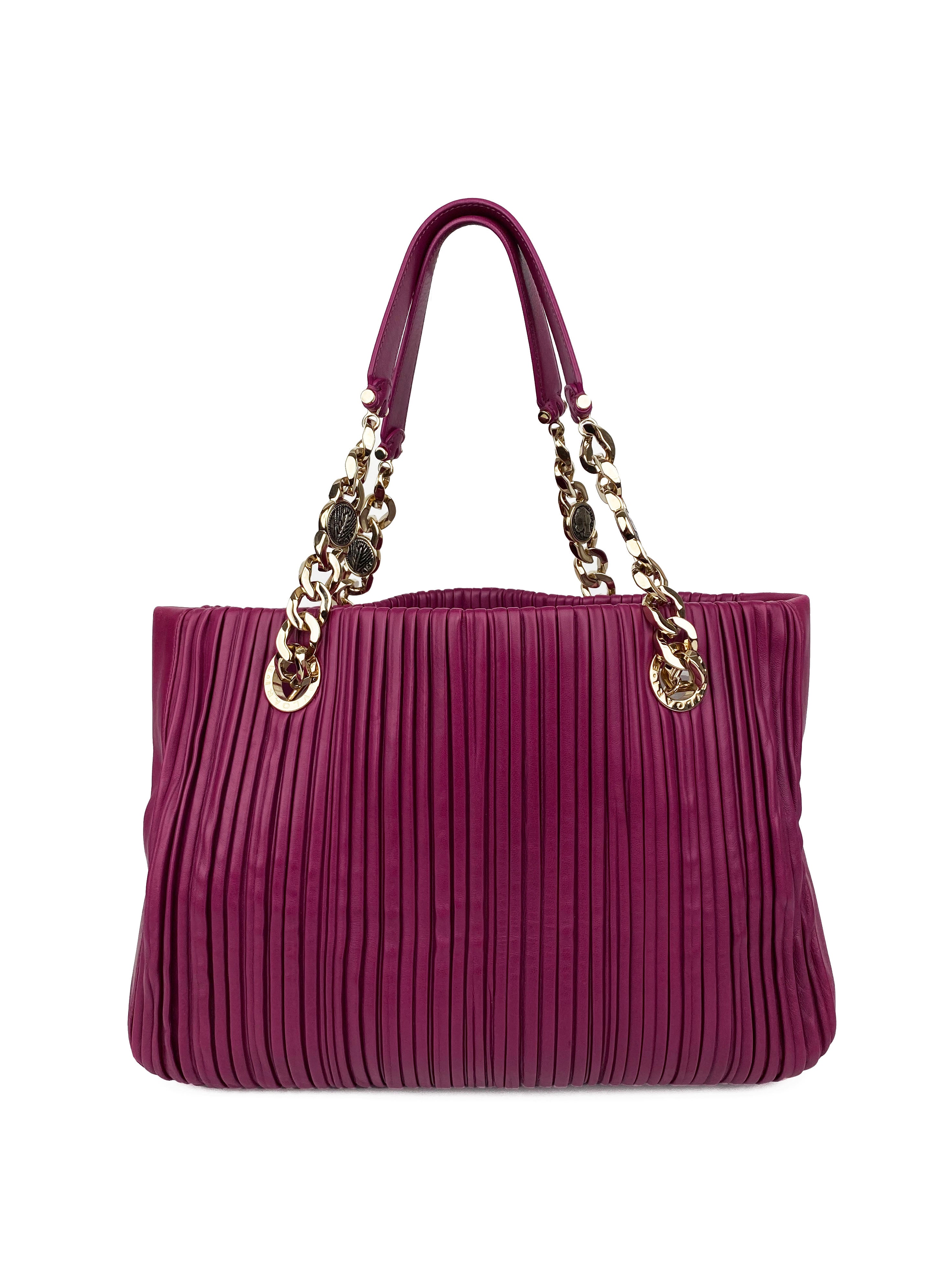 Bvlgari Purple Monte Plisse Tote Bag