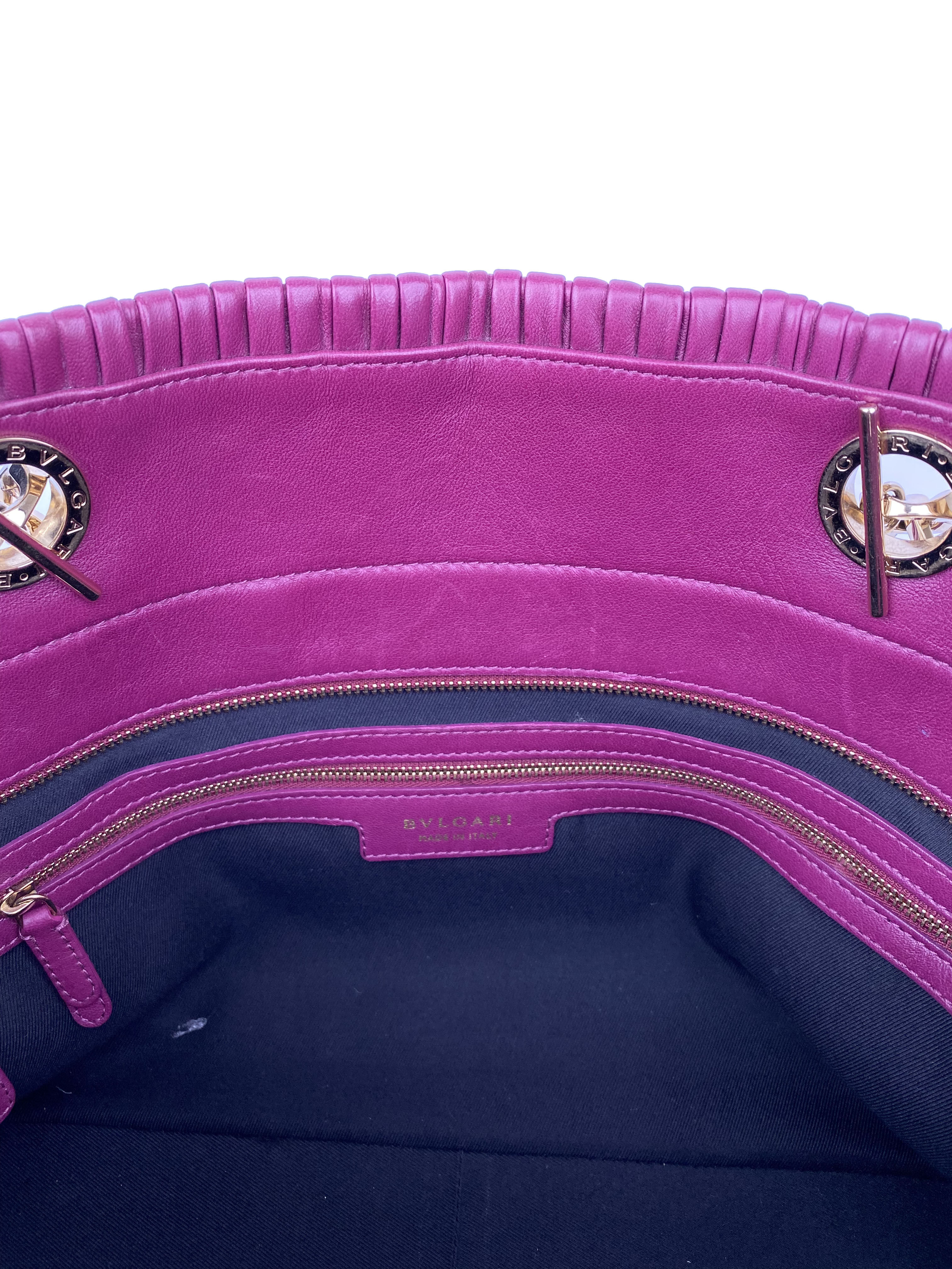 Bvlgari Purple Monte Plisse Tote Bag