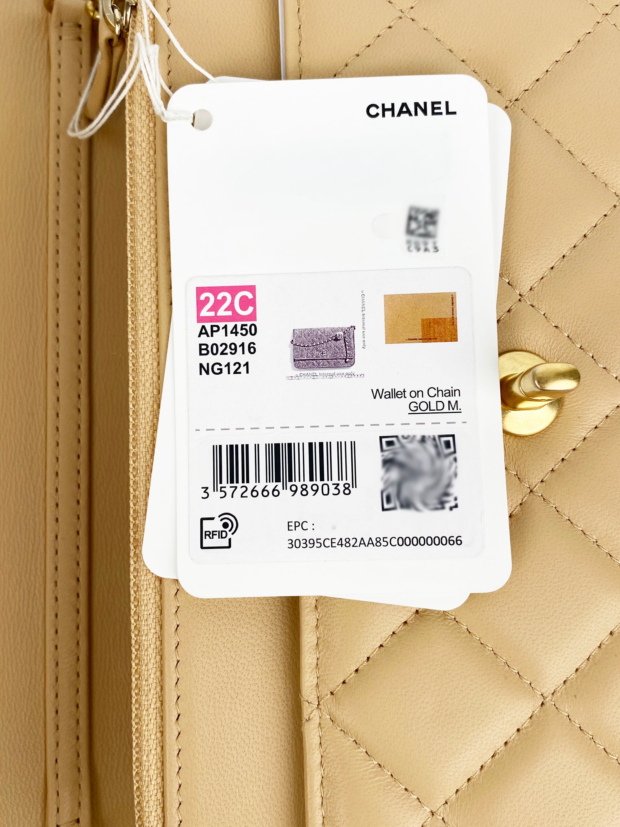 Chanel Beige Wallet on Chain with Pearl Crush