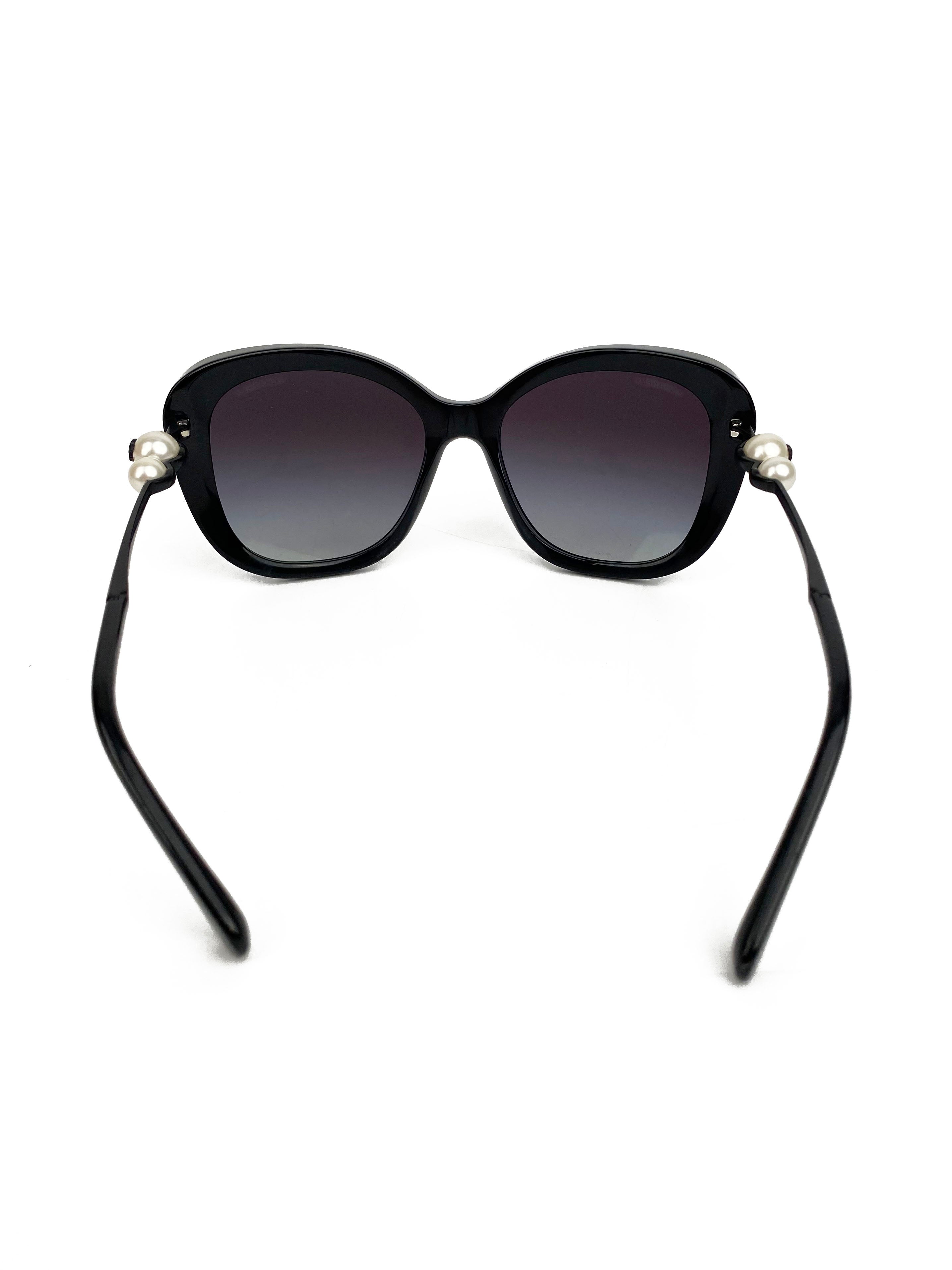 Chanel Black Butterfly Sunglasses with Imitation Pearls 5339H