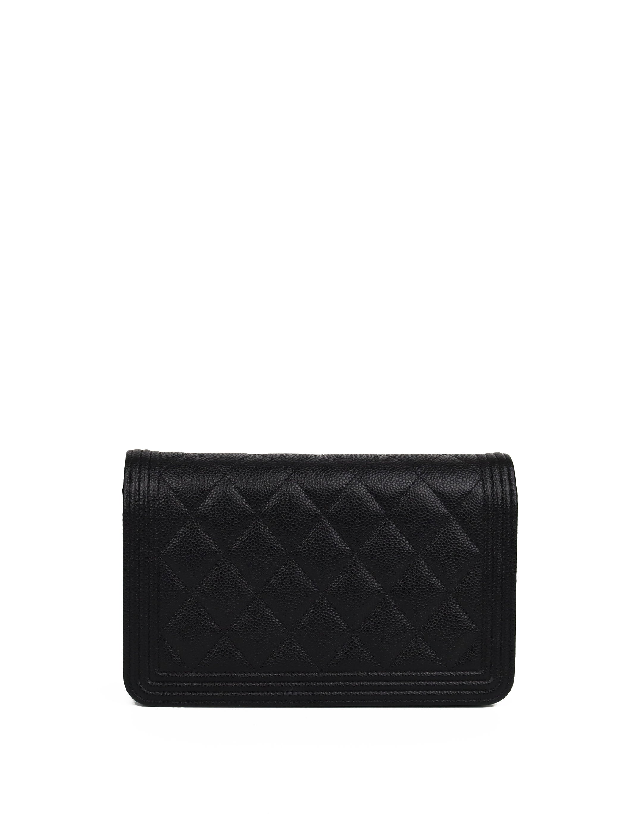 Chanel Black Caviar Boy Wallet on Chain