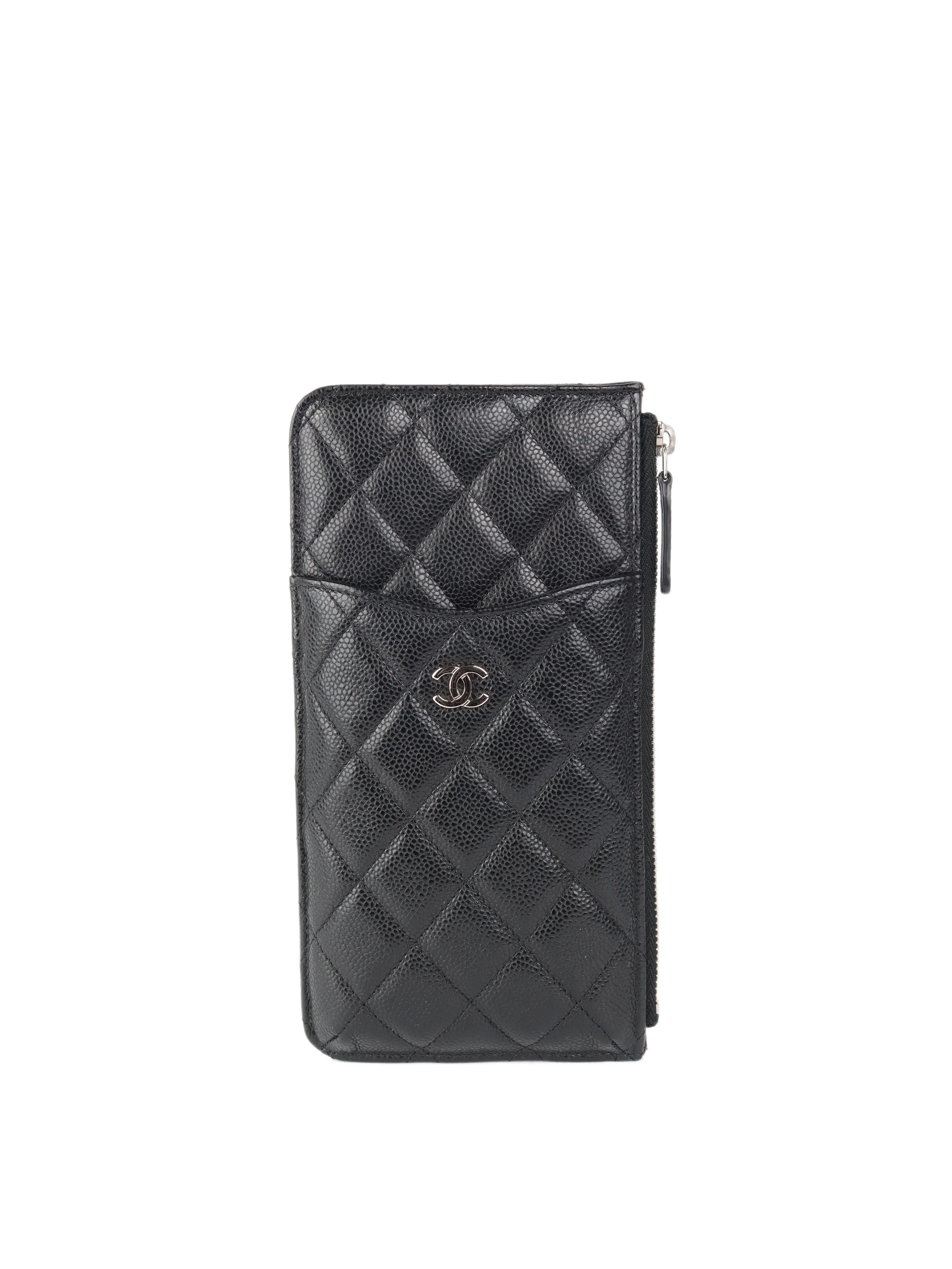 Chanel Black Caviar Long Cardholder SHW