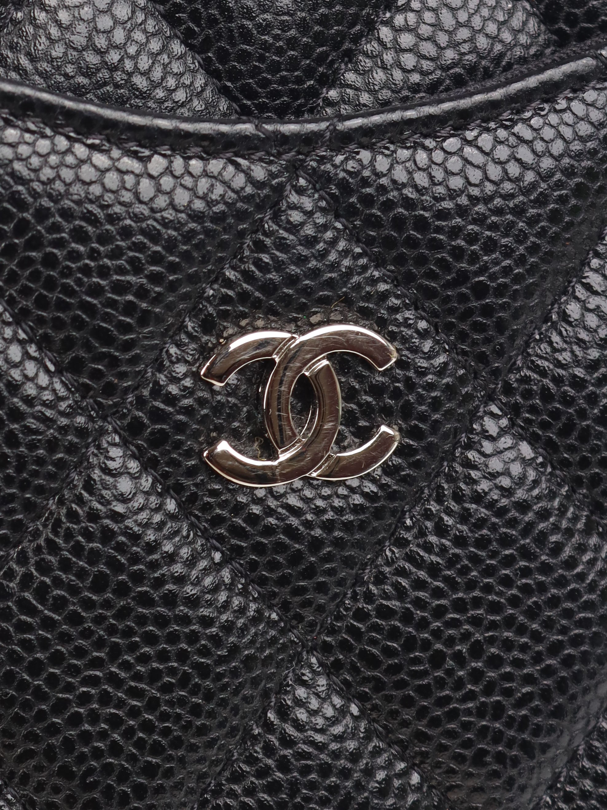 Chanel Black Caviar Long Cardholder SHW