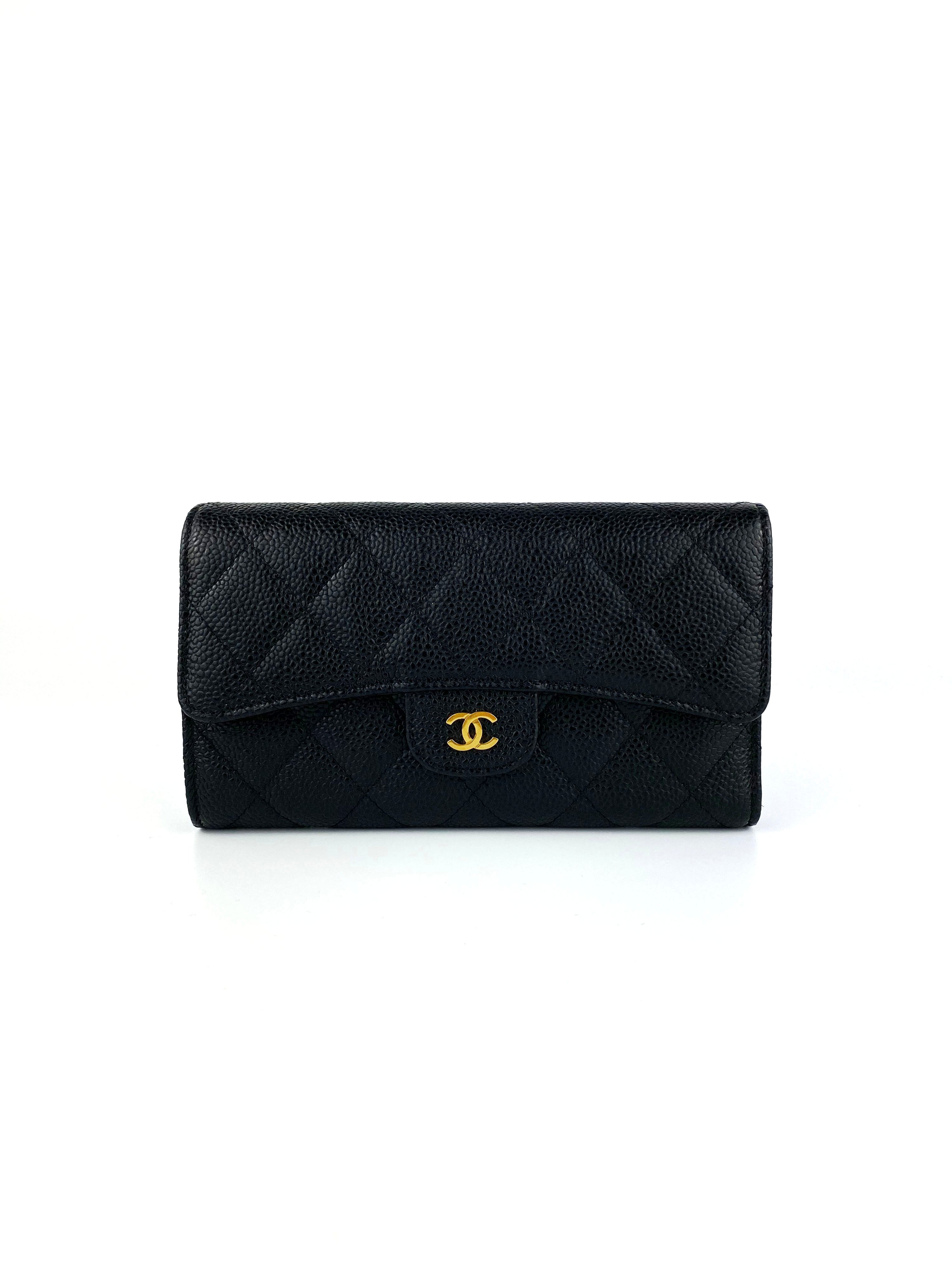 Chanel Black Caviar Quilted Wallet