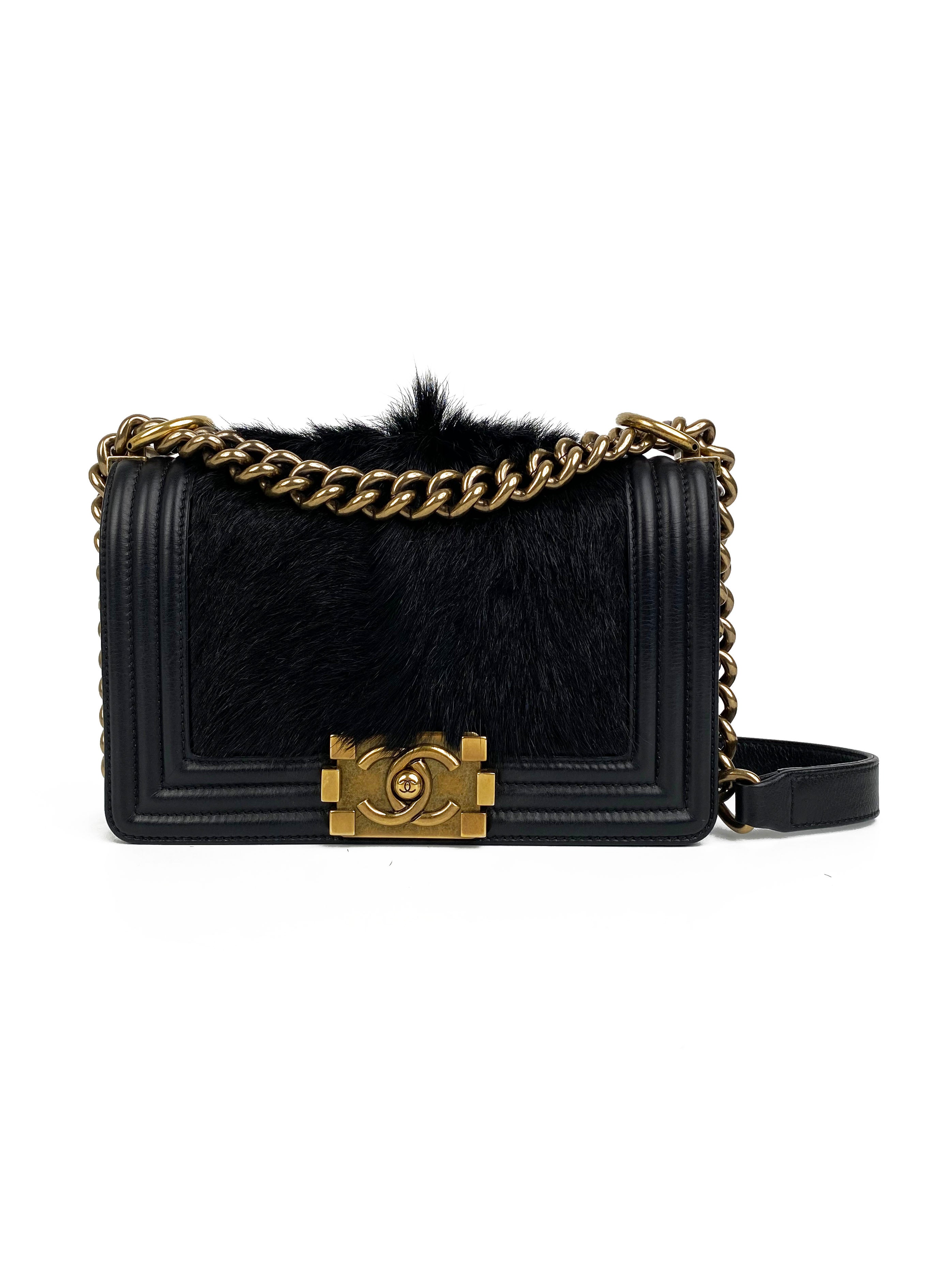 Chanel Black Ponyhair Small Square Boy Bag