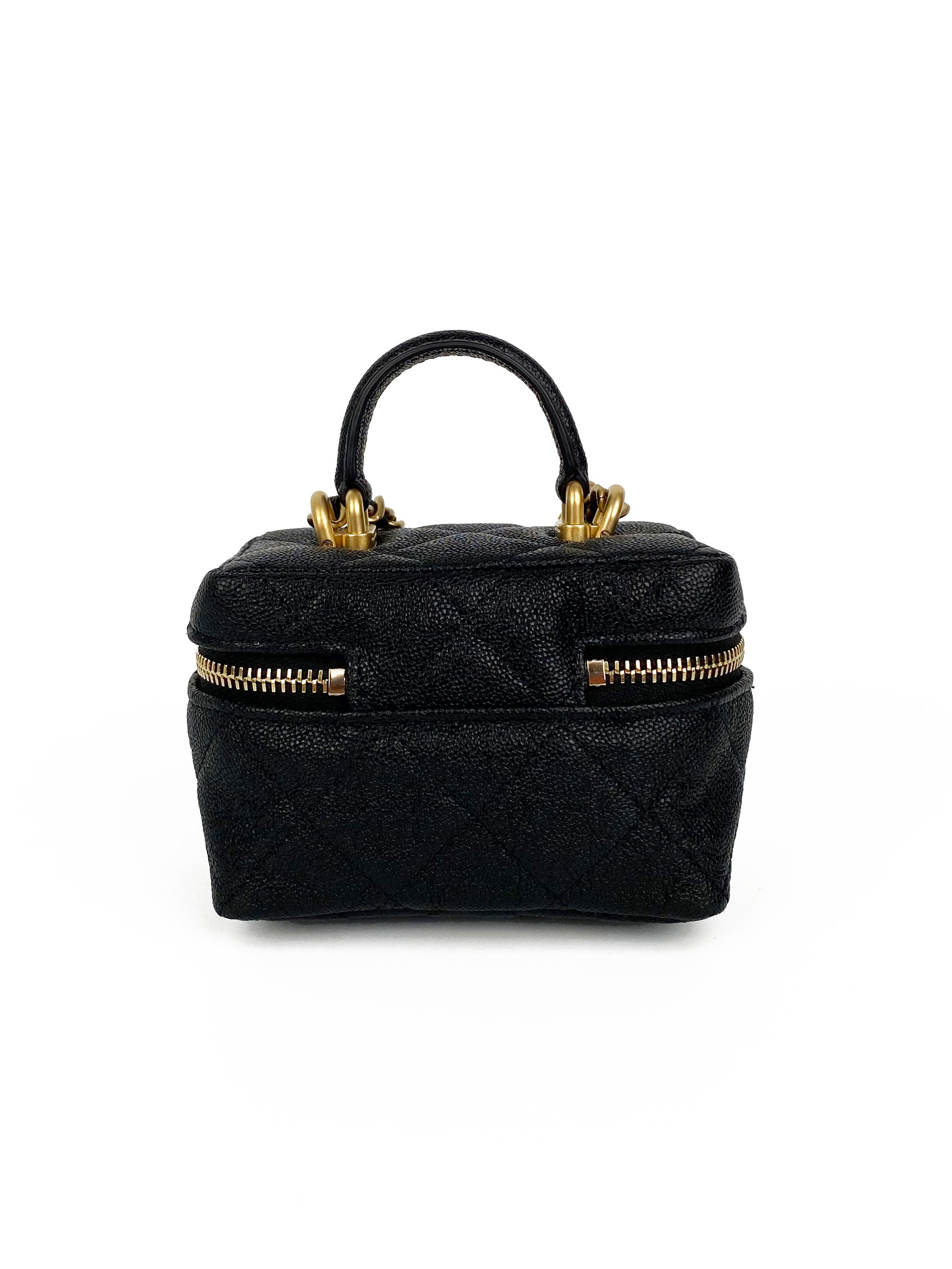 Chanel Black Quilted Caviar Mini Vanity Bag