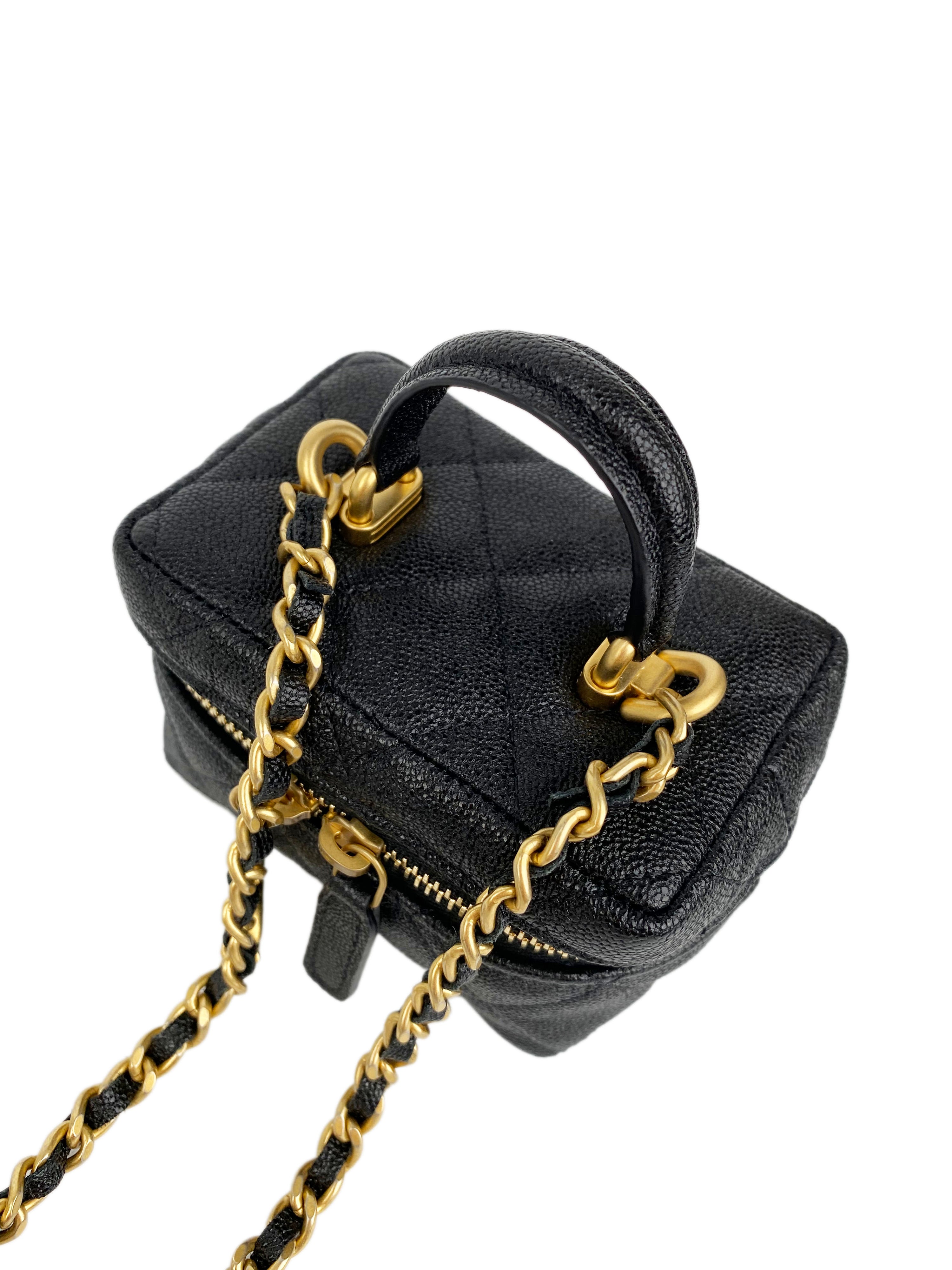 Chanel Black Quilted Caviar Mini Vanity Bag