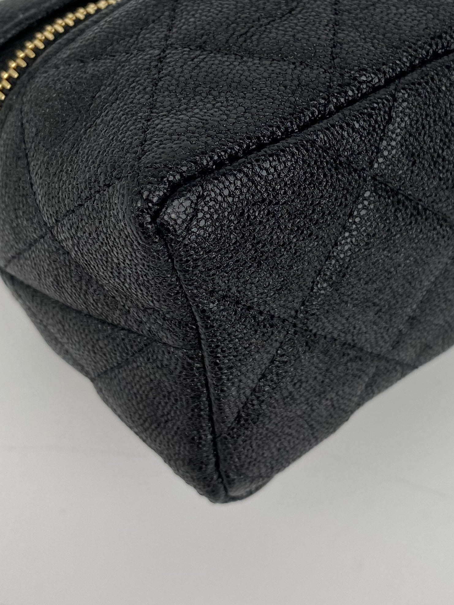 Chanel Black Quilted Caviar Mini Vanity Bag