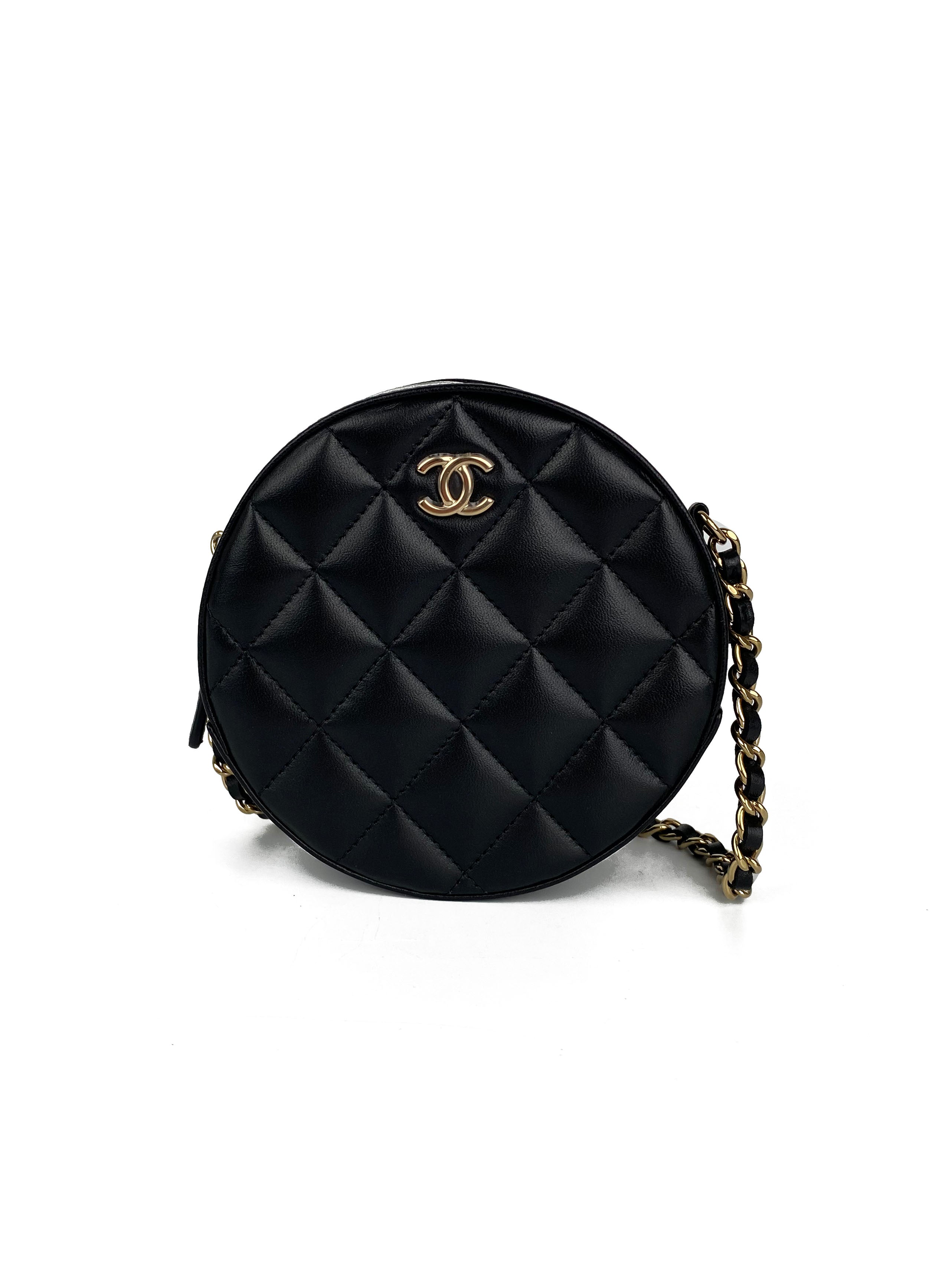 Chanel Black Round Shoulder Bag with Bow