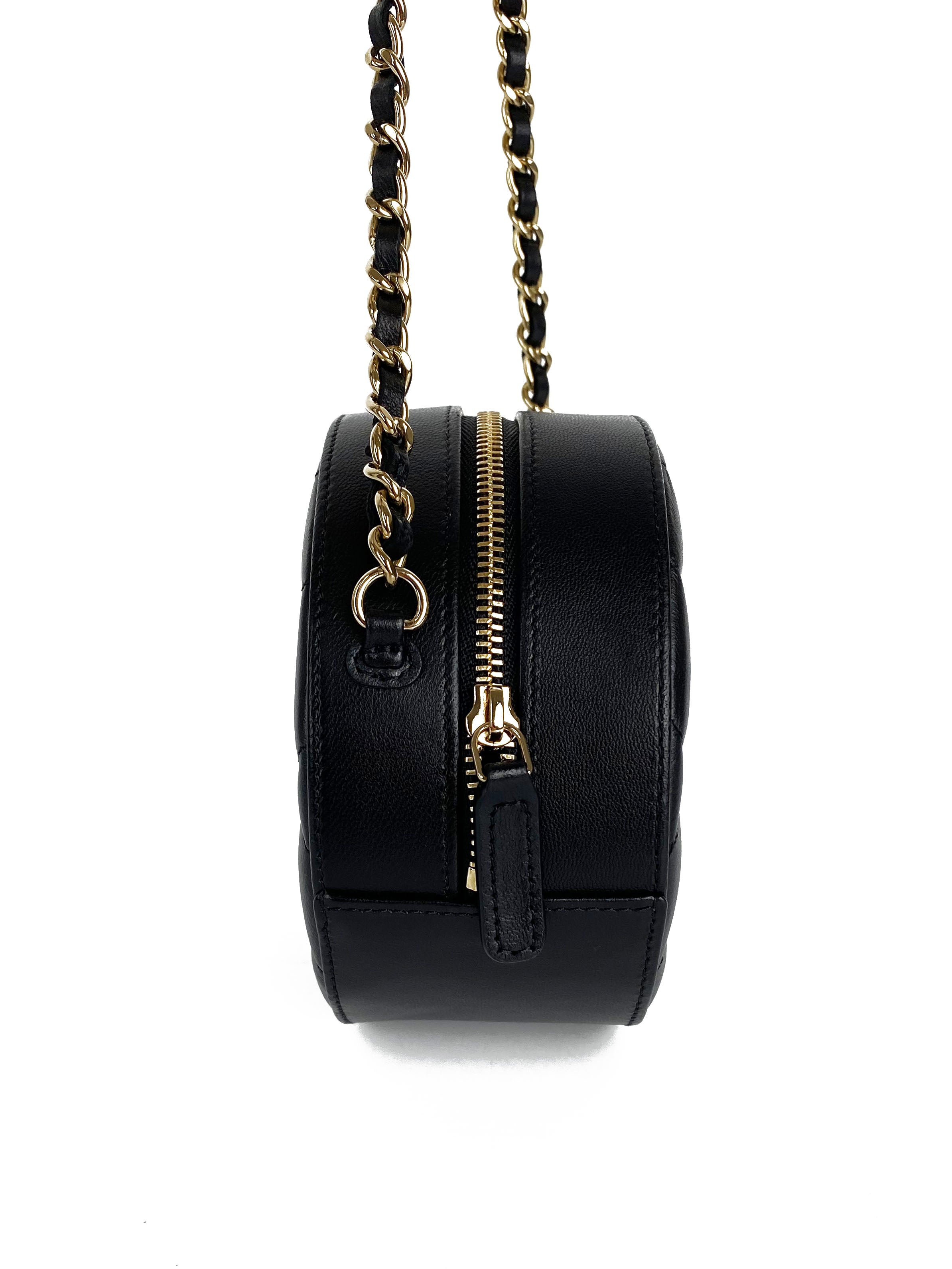 Chanel Black Round Shoulder Bag with Bow