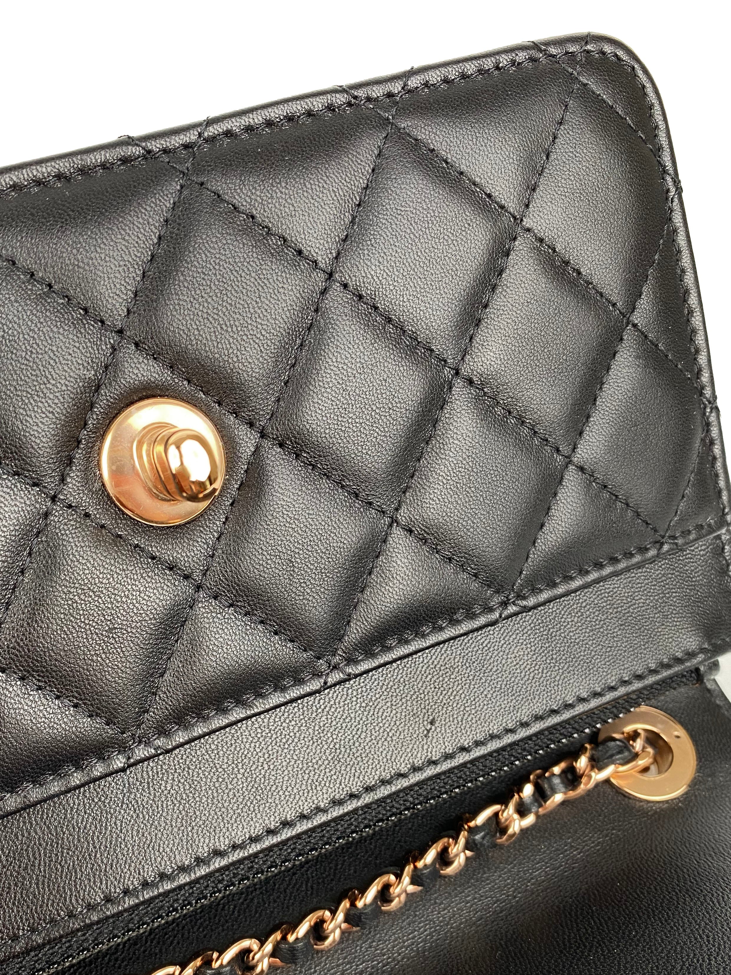 Chanel Black Trendy Wallet on Chain with Rose Gold Hardware