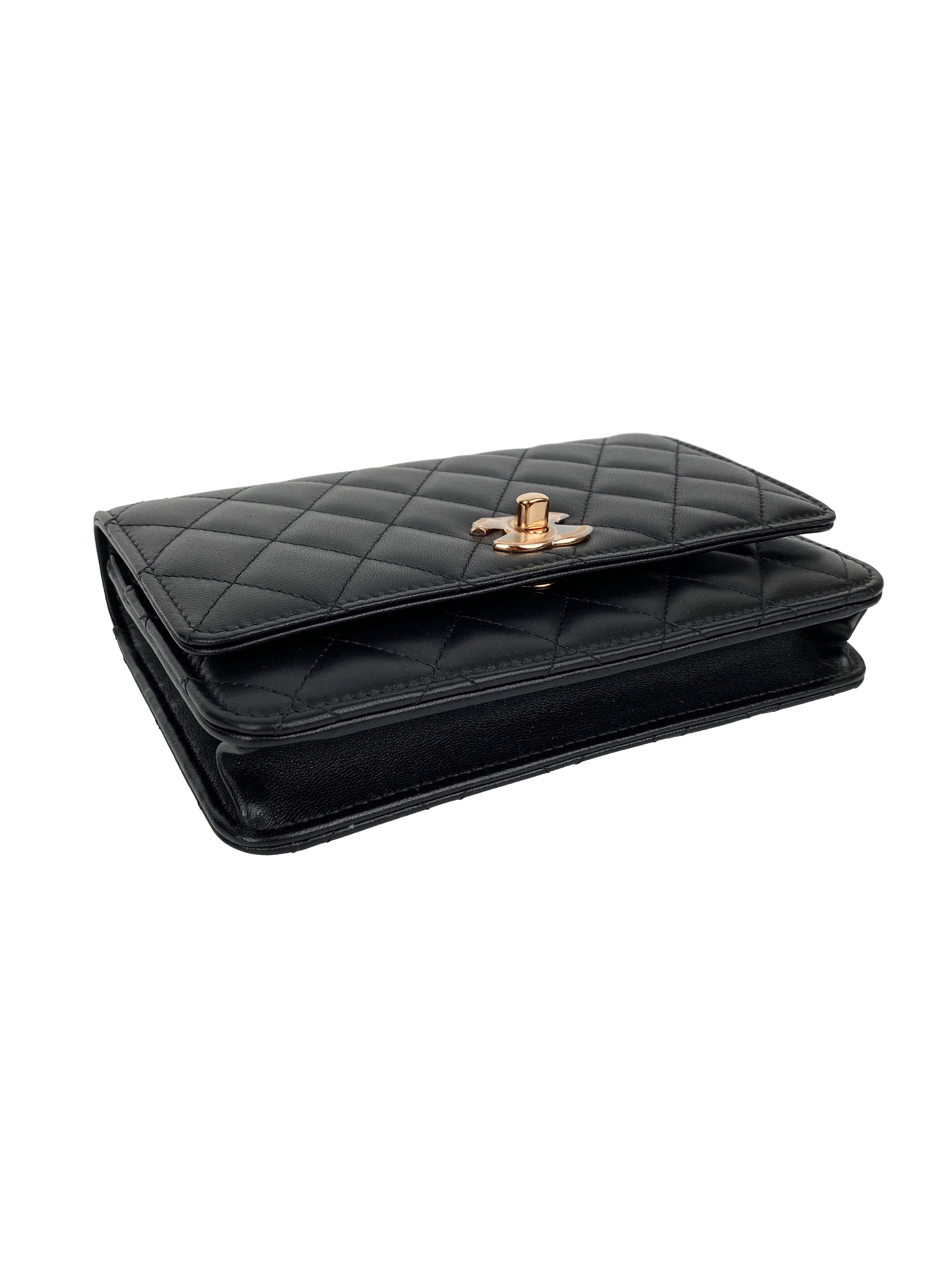 Chanel Black Trendy Wallet on Chain with Rose Gold Hardware