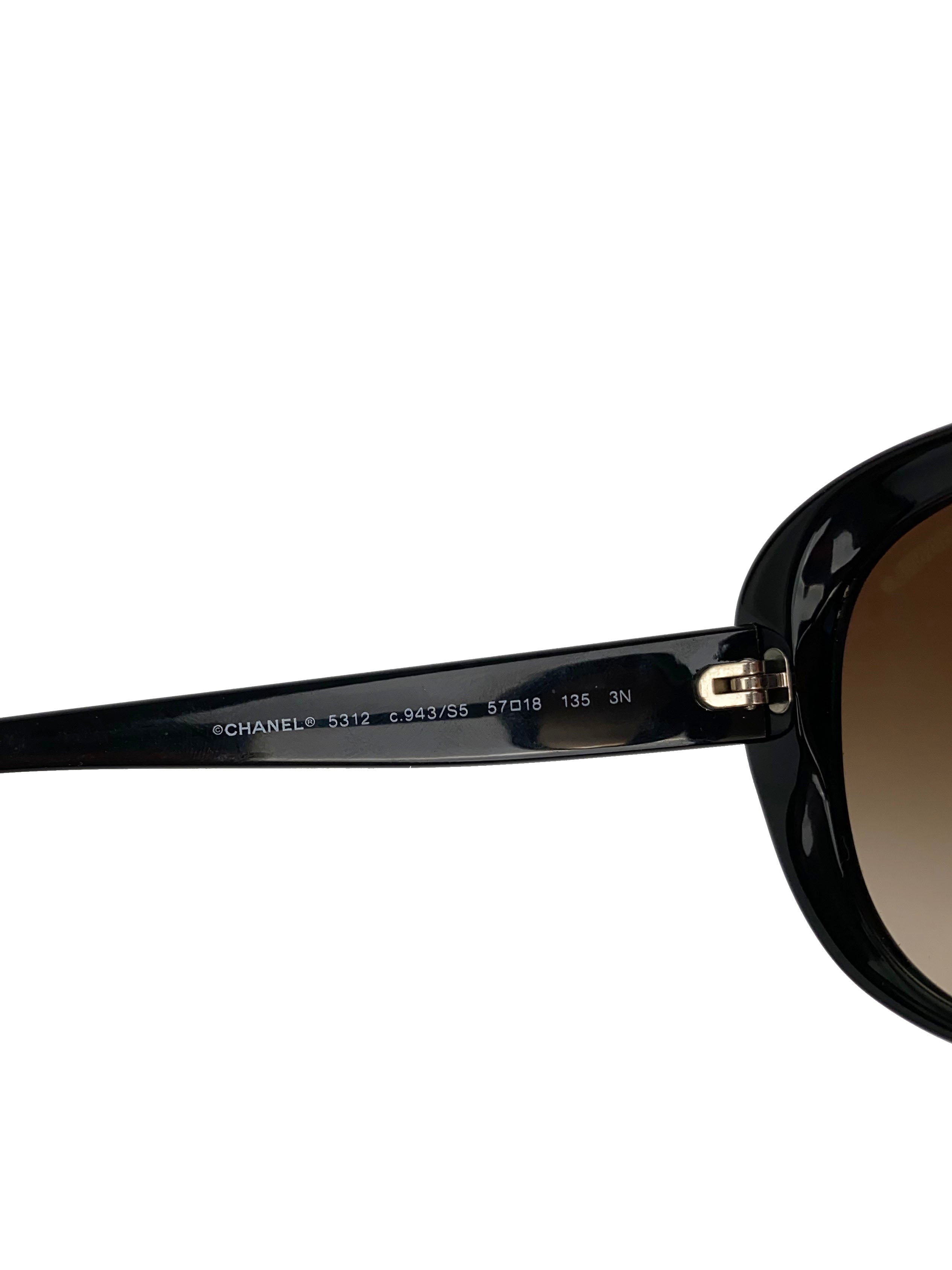 Chanel Black 
Beige Butterfly Sunglasses 5312