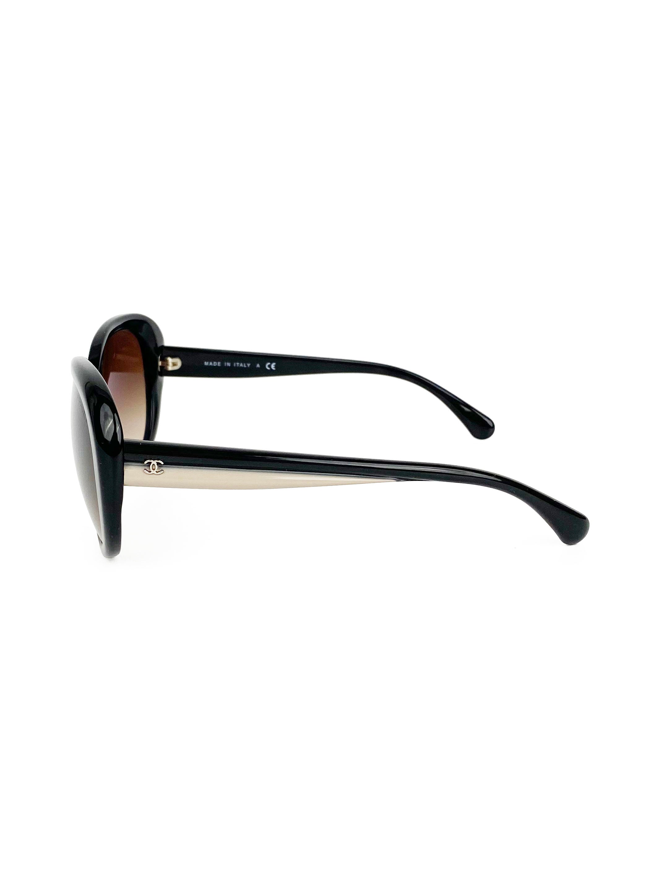 Chanel Black 
Beige Butterfly Sunglasses 5312