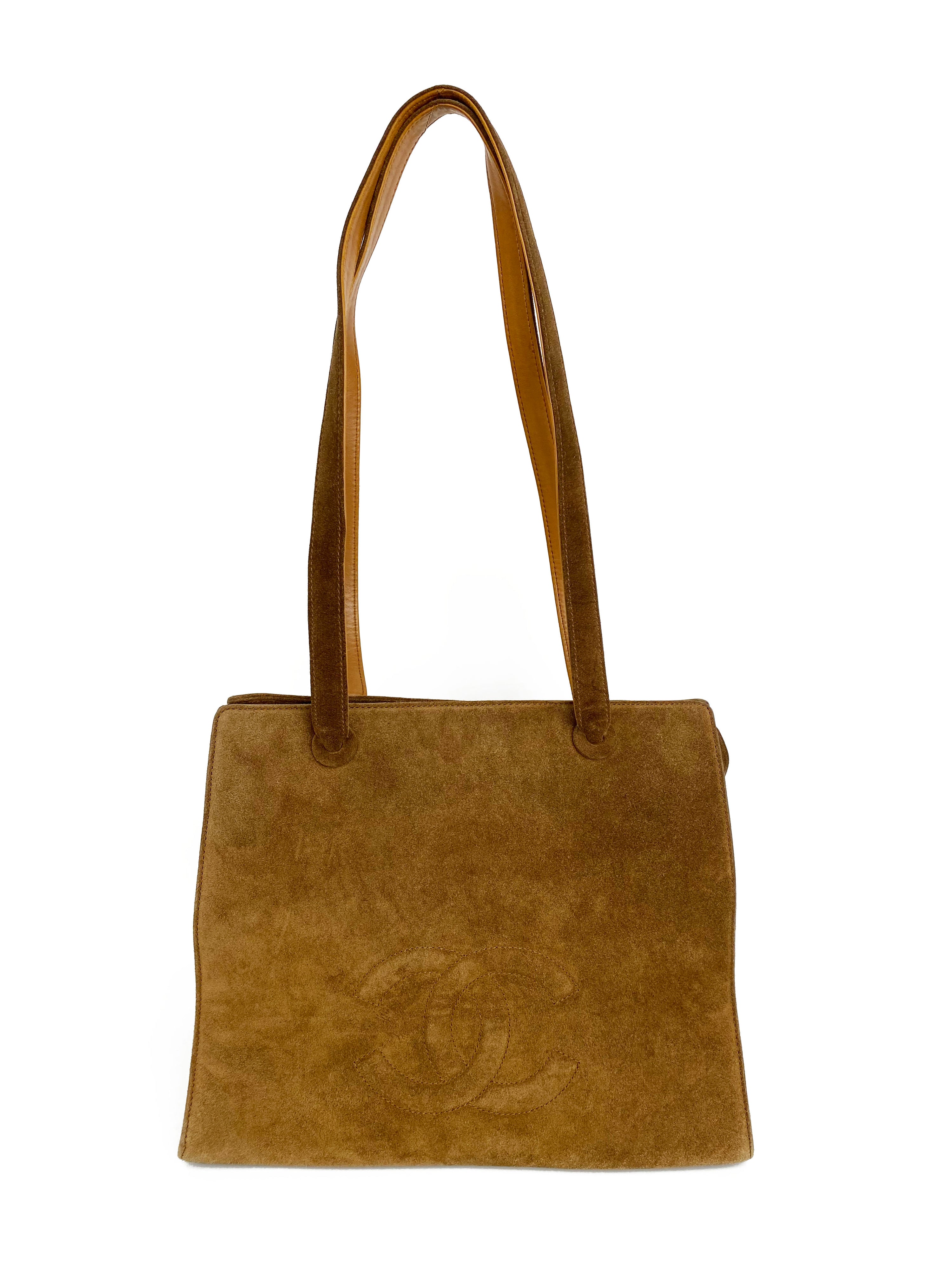 Chanel Vintage Tan Brown Suede Bag