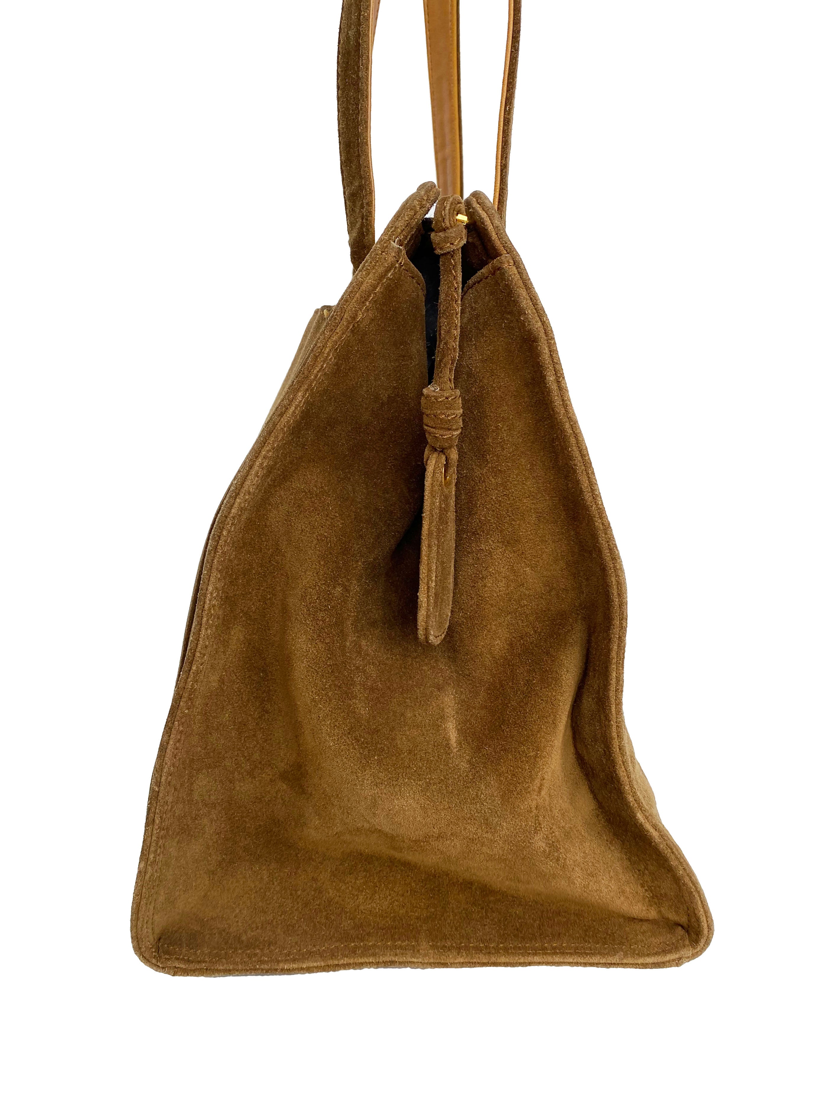 Chanel Vintage Tan Brown Suede Bag