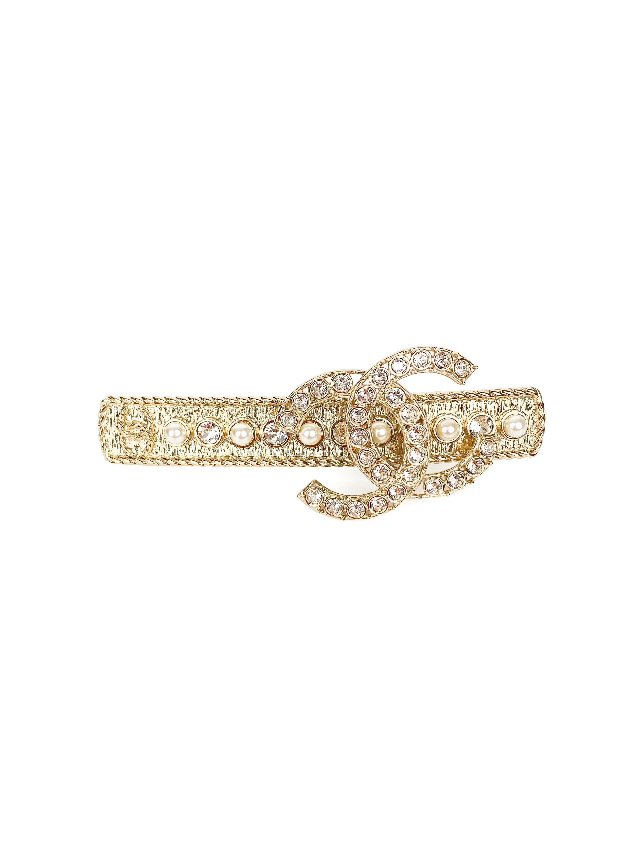 Chanel CC Faux Pearl and Diamante Hair Barrette