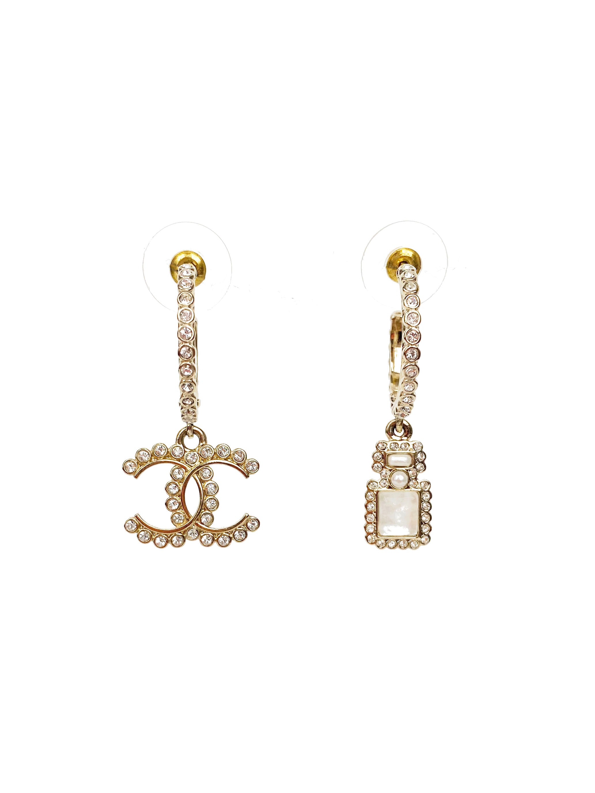 Chanel CC and Perfume Bottle Hoop Earrings