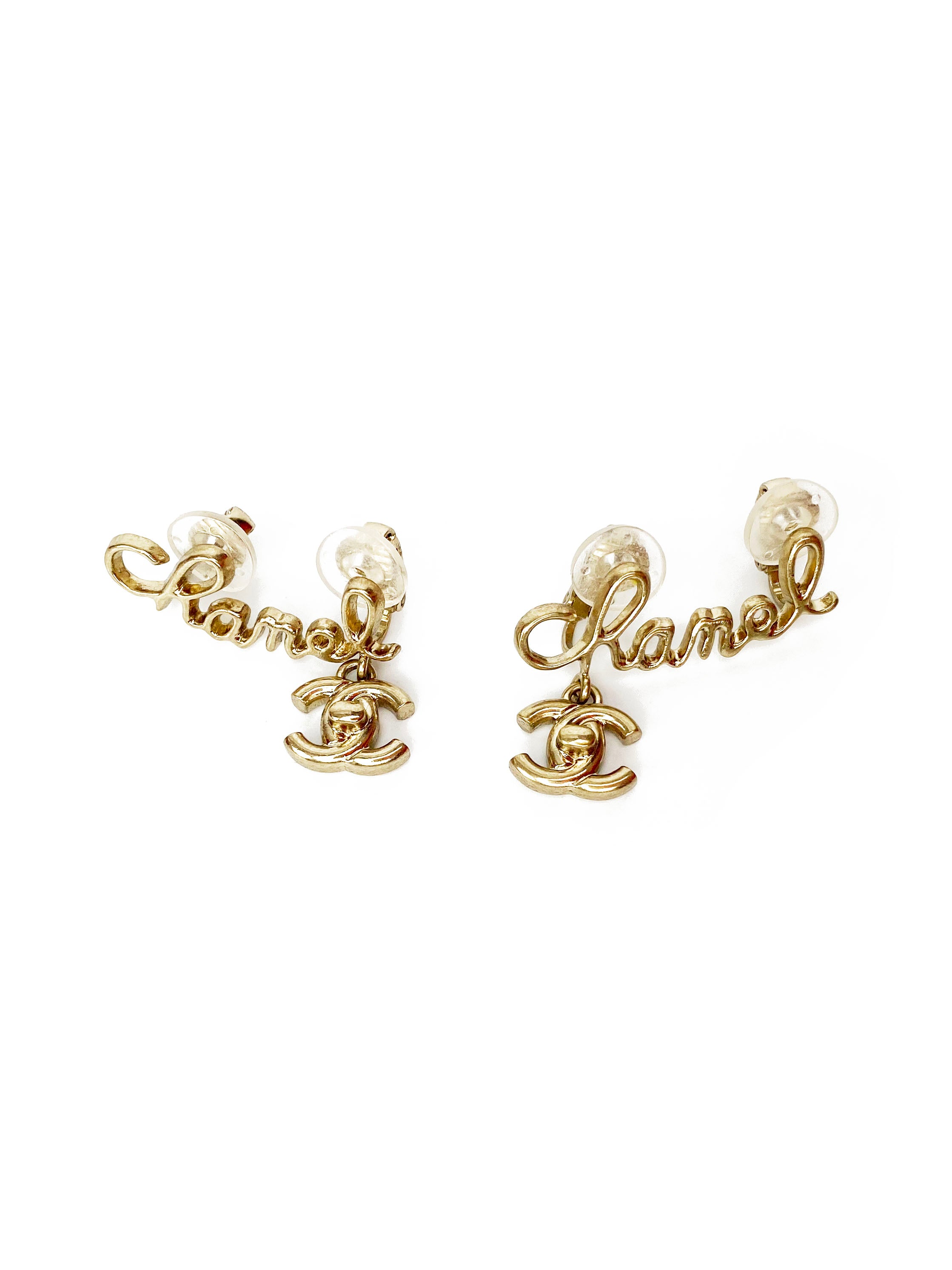 Chanel Clip On Earrings with Dangling CC Logo