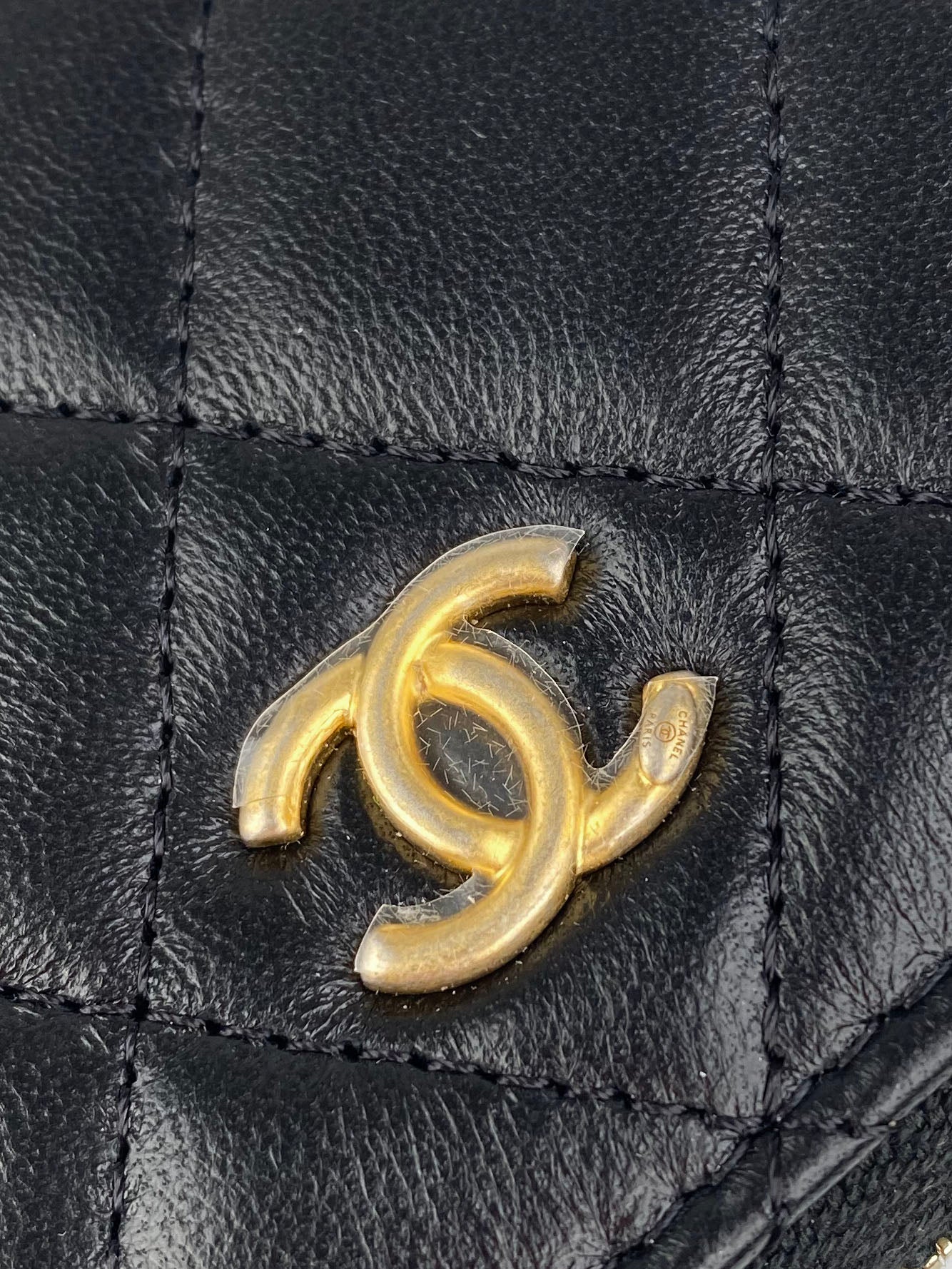 Chanel Black Mini Zip Belt Bag with Pearl Crush