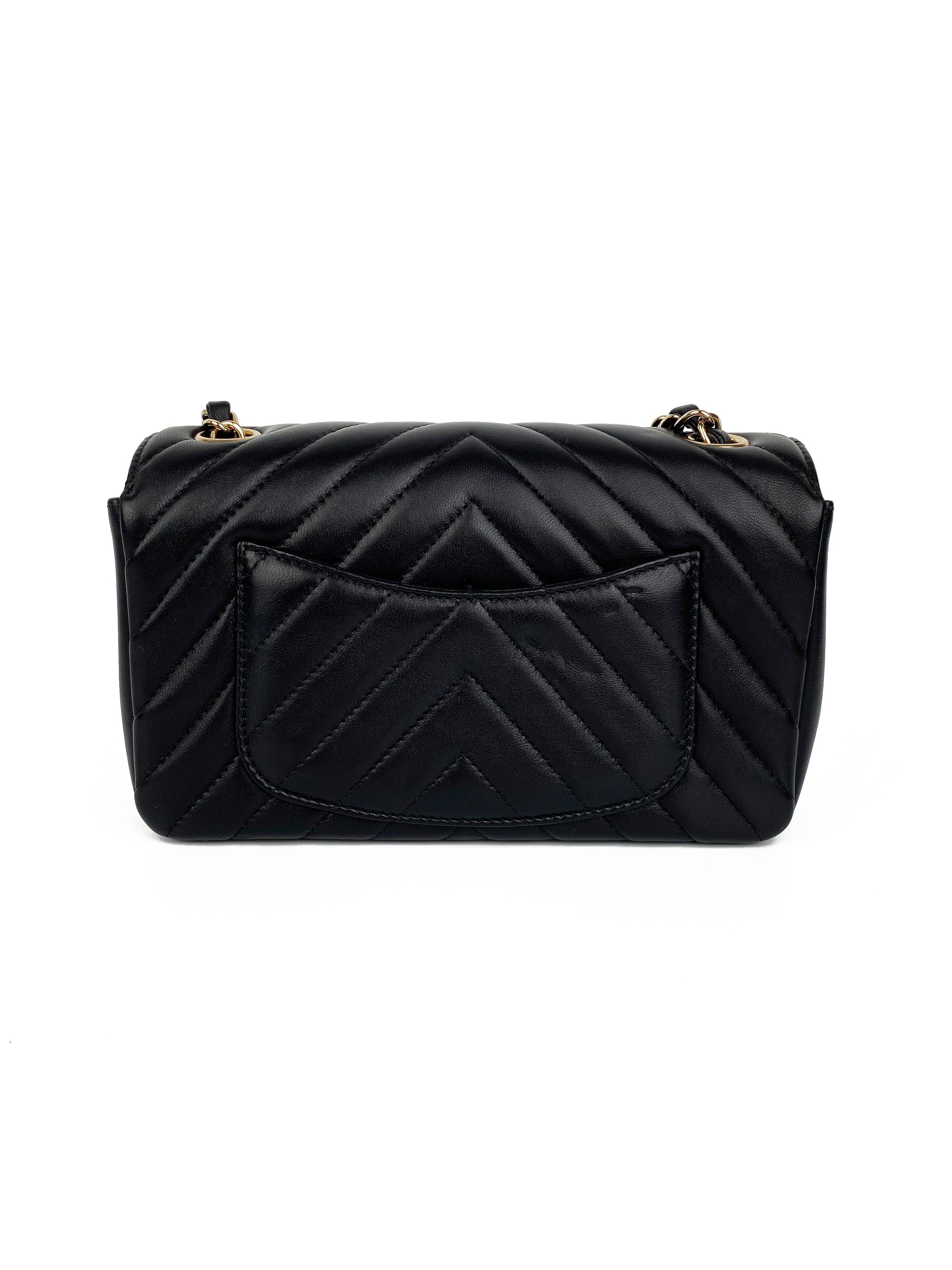 Chanel Mini Black Chevron Classic Flap Bag