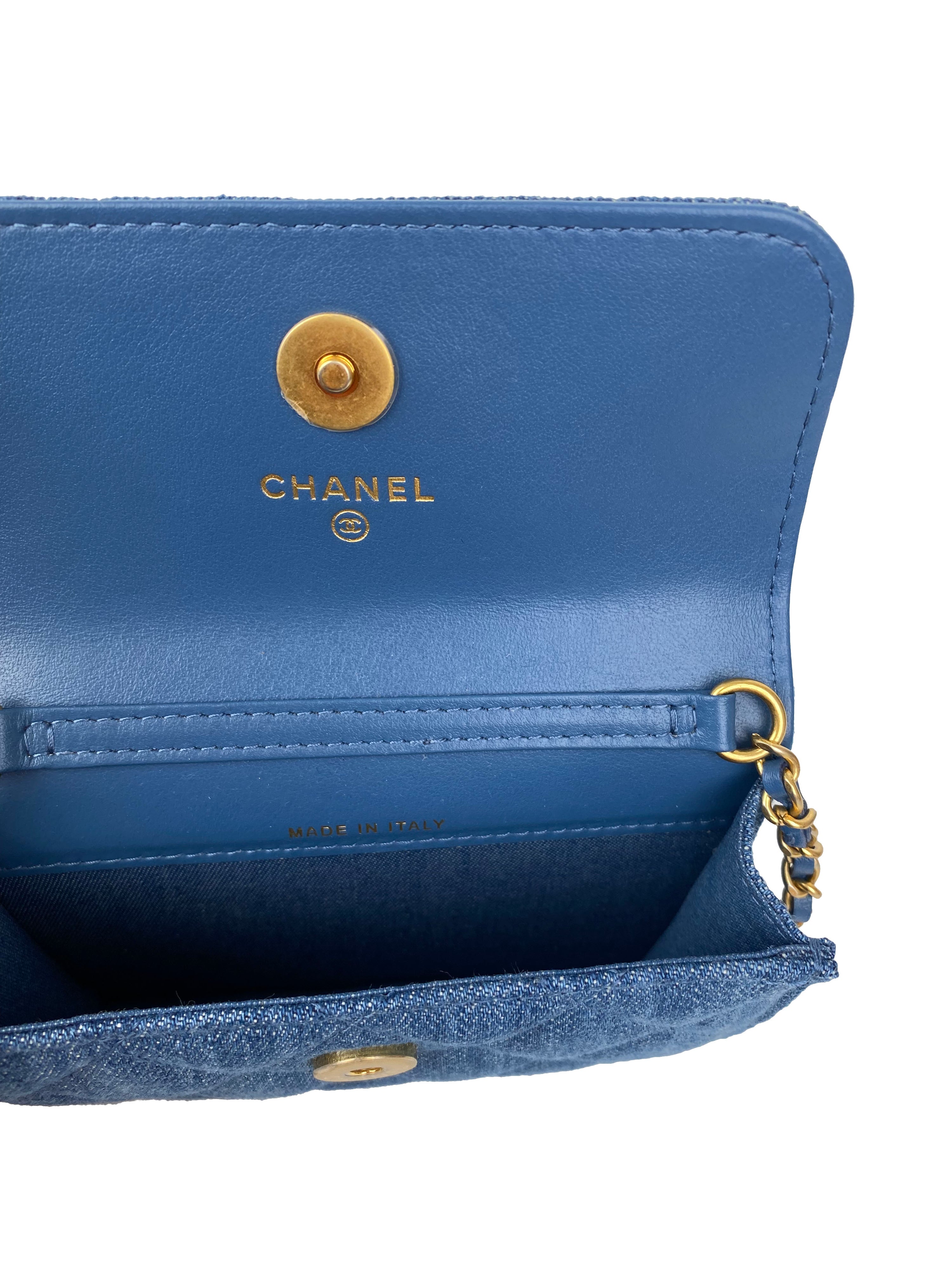 Chanel Mini Denim Belt Bag with Pearl Crush