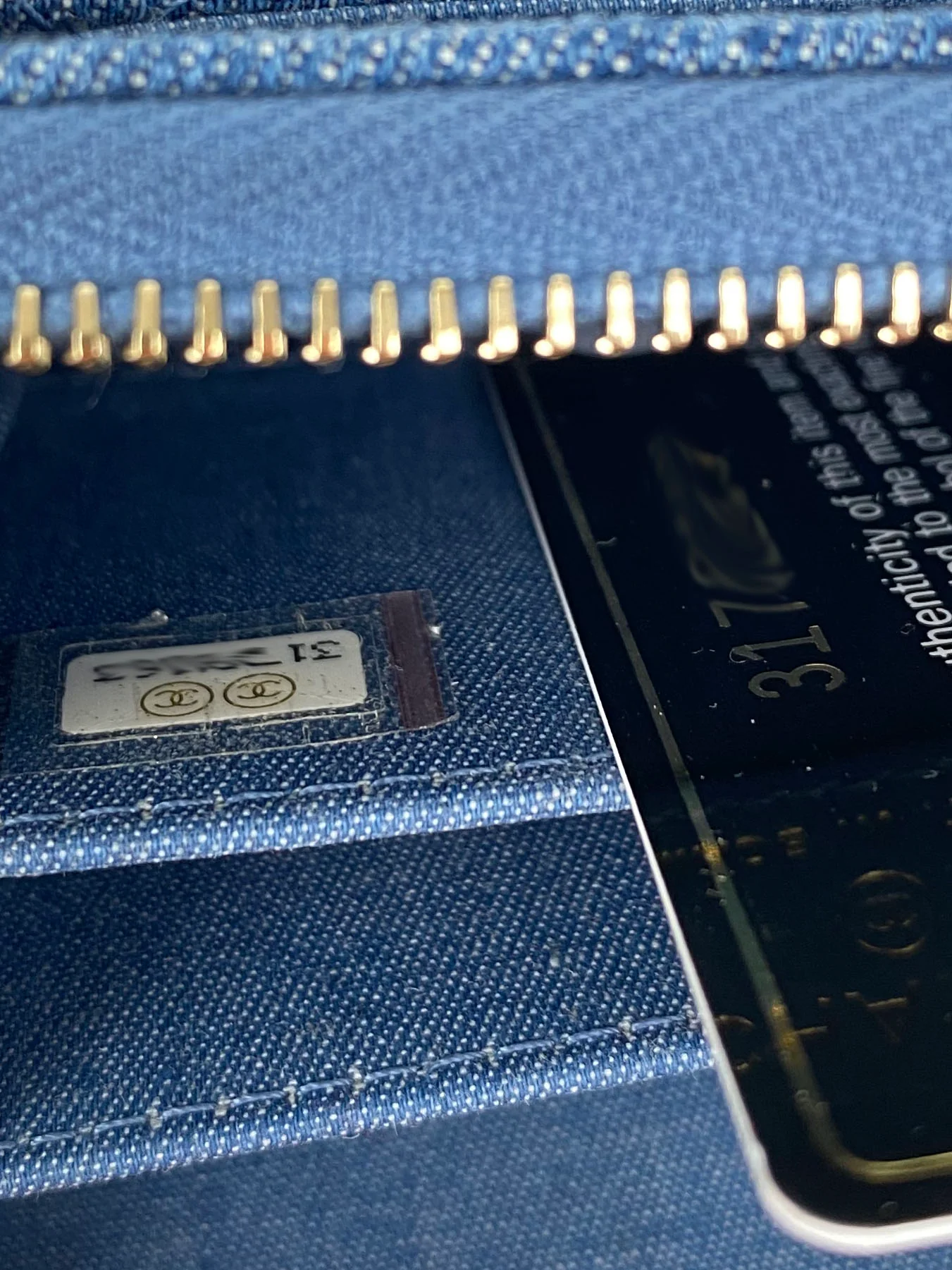 Chanel Mini Denim Cardholder with Pearl Crush