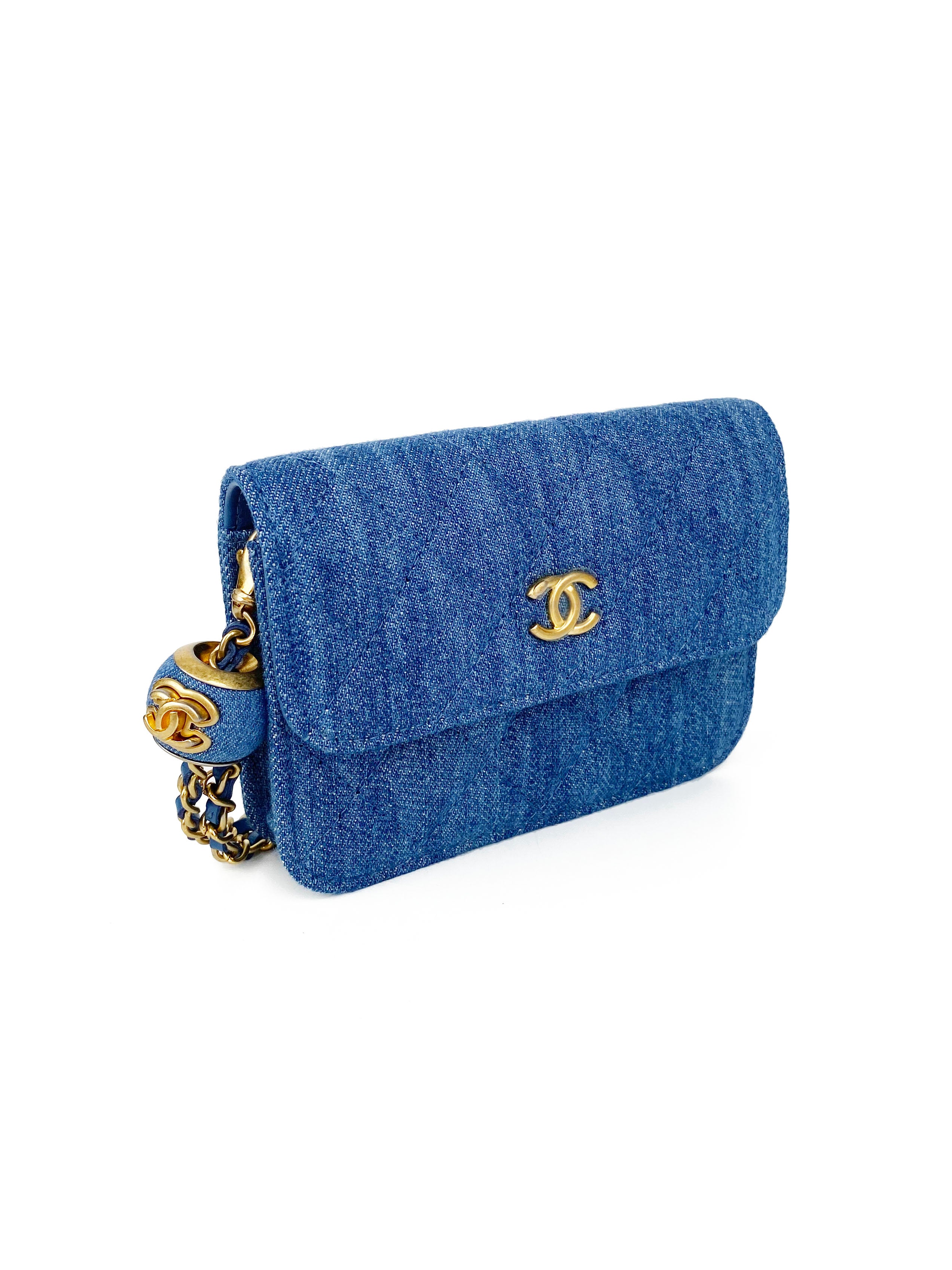 Chanel Mini Denim Belt Bag with Pearl Crush