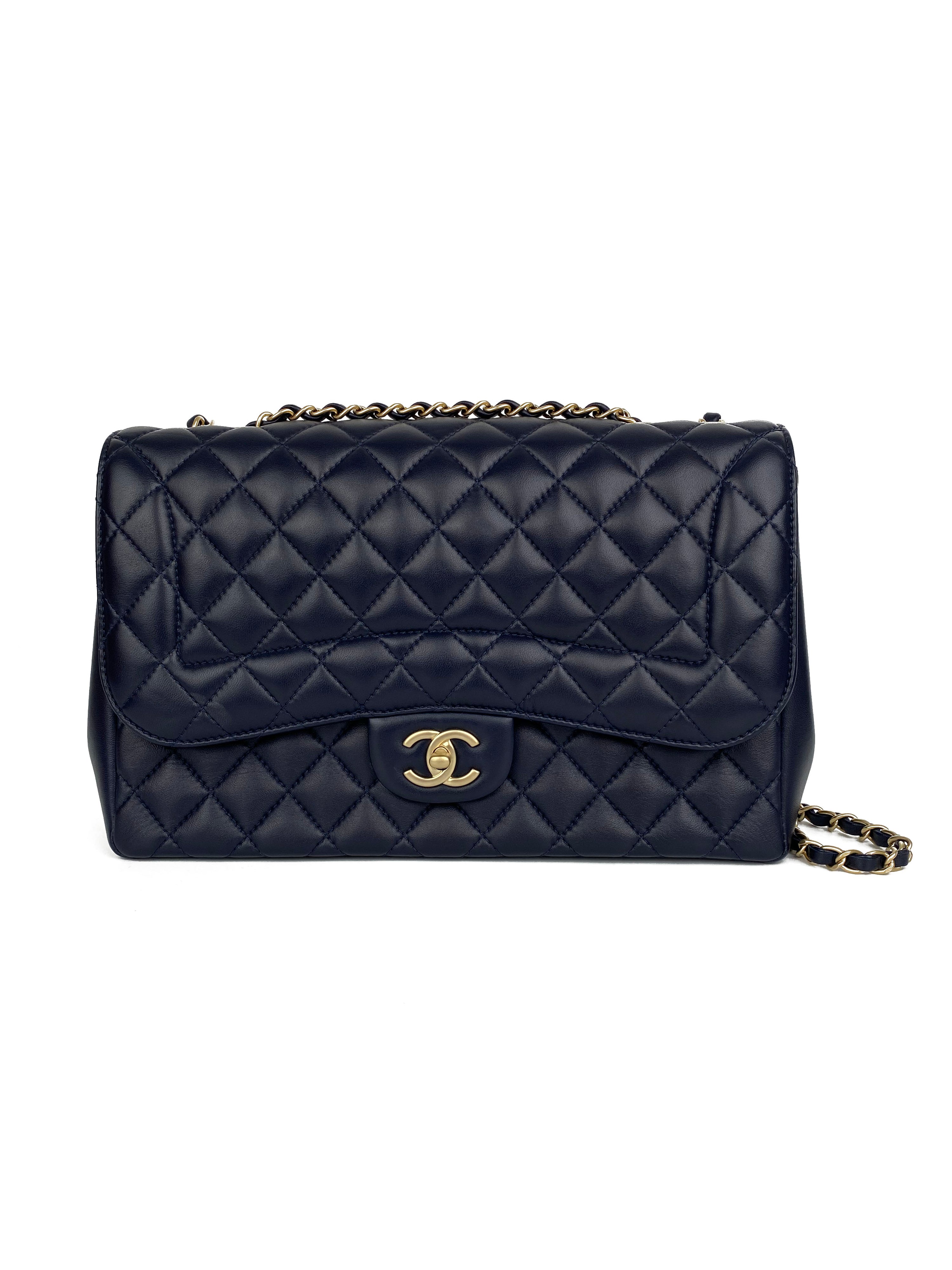 Chanel Navy Jumbo Mademoiselle Chic Flap Bag