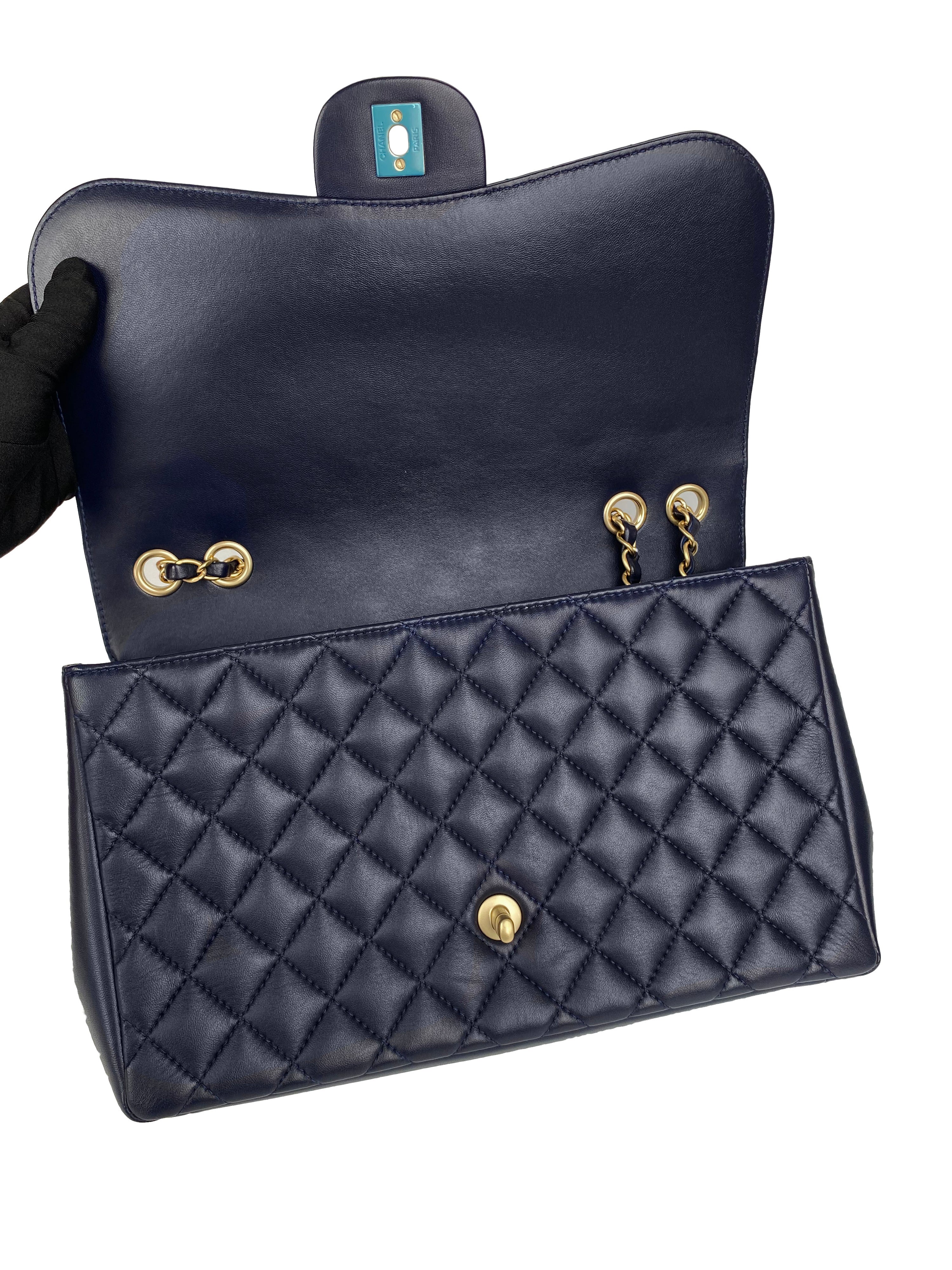 Chanel Navy Jumbo Mademoiselle Chic Flap Bag