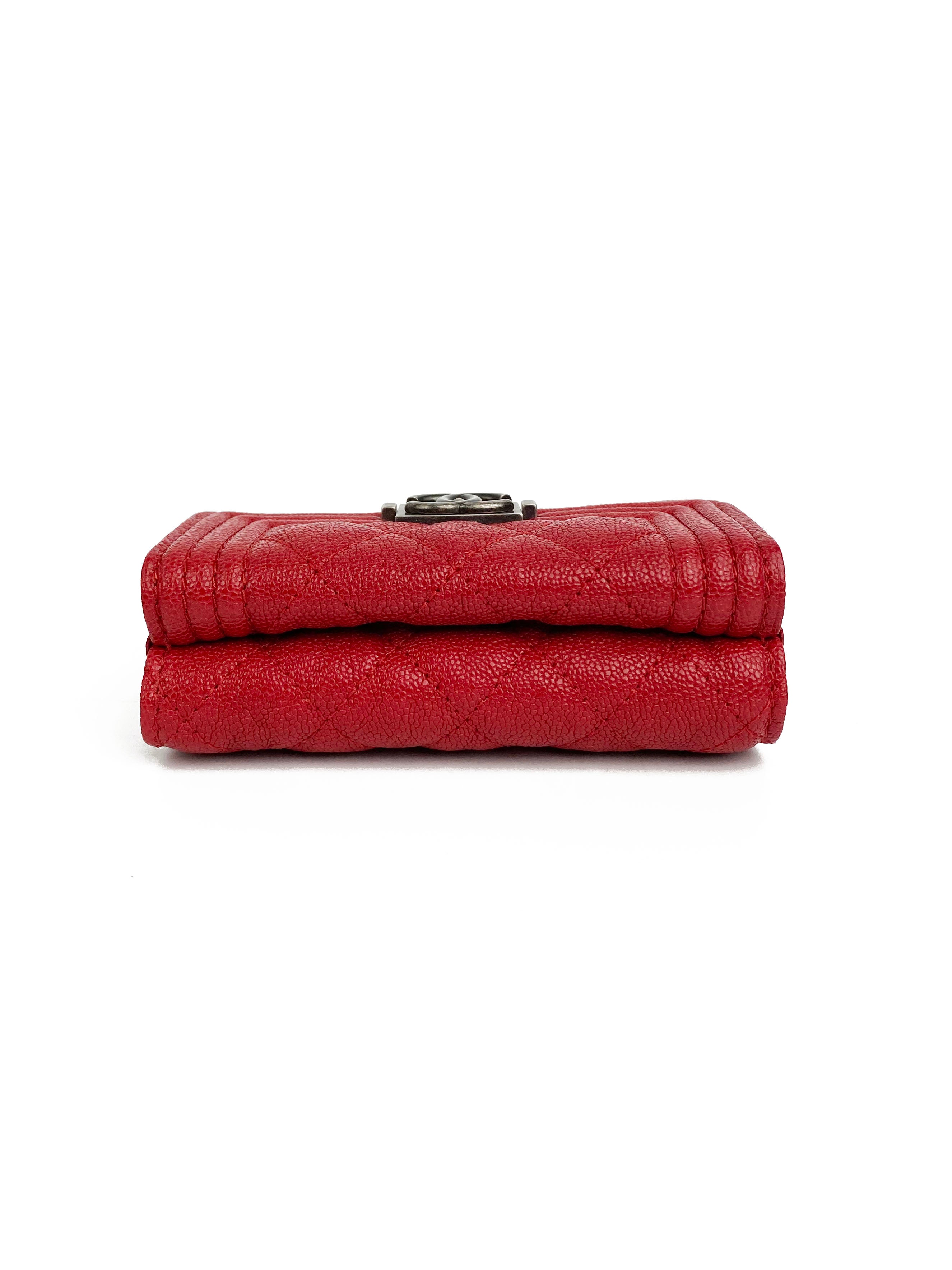 Chanel Red Boy Compact Wallet