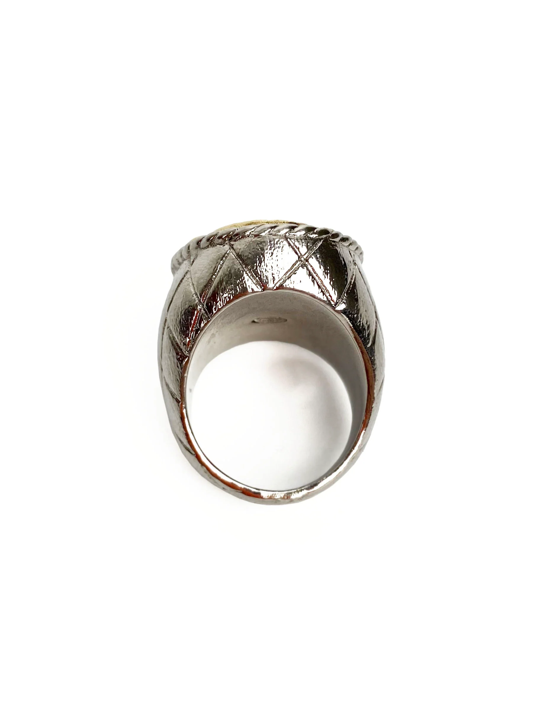 Chanel Silver  Gold Crown Ring