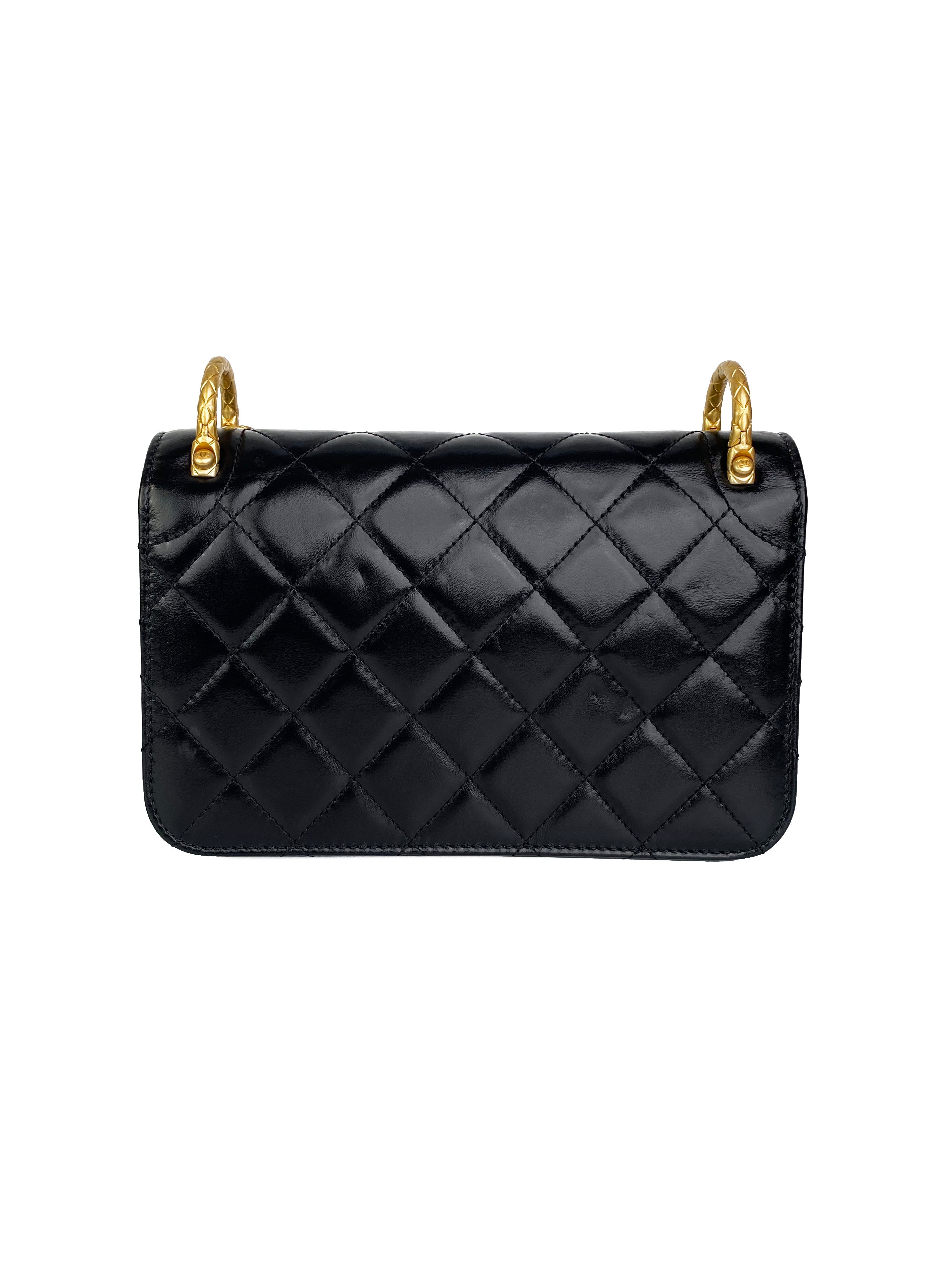 Chanel Small Black Square Flap Bag with Gold Handles