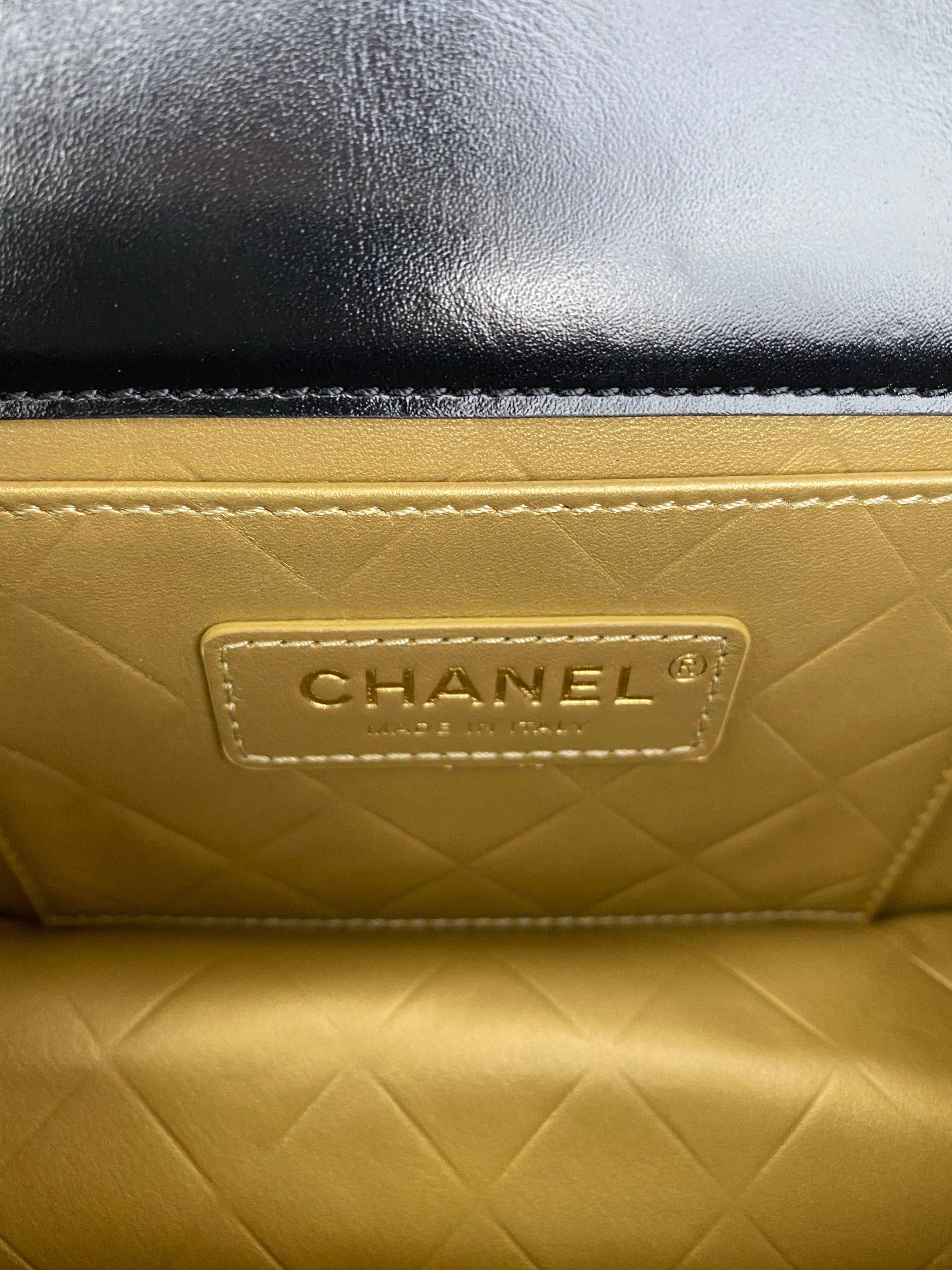 Chanel Small Black Square Flap Bag with Gold Handles