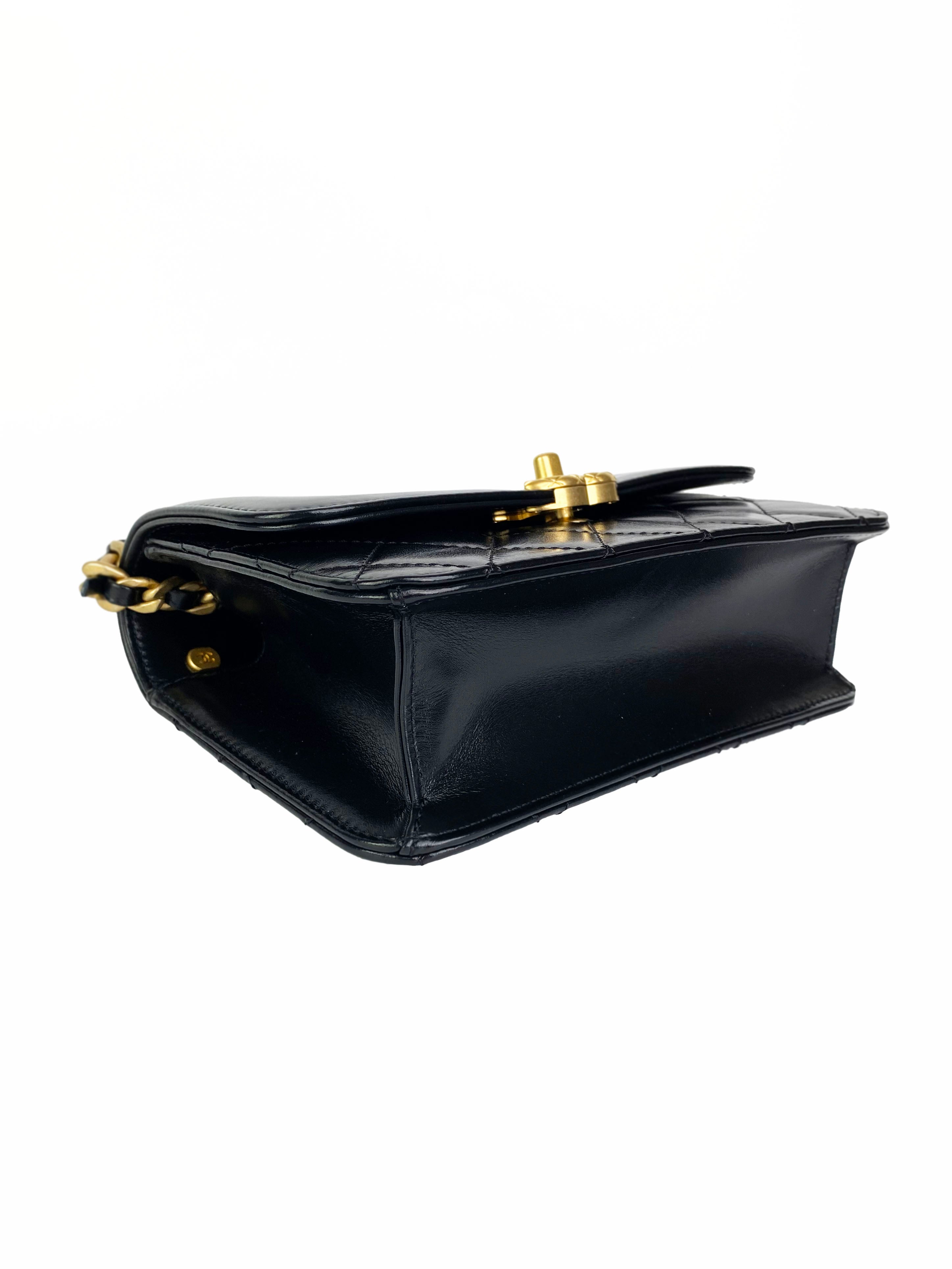 Chanel Small Black Square Flap Bag with Gold Handles