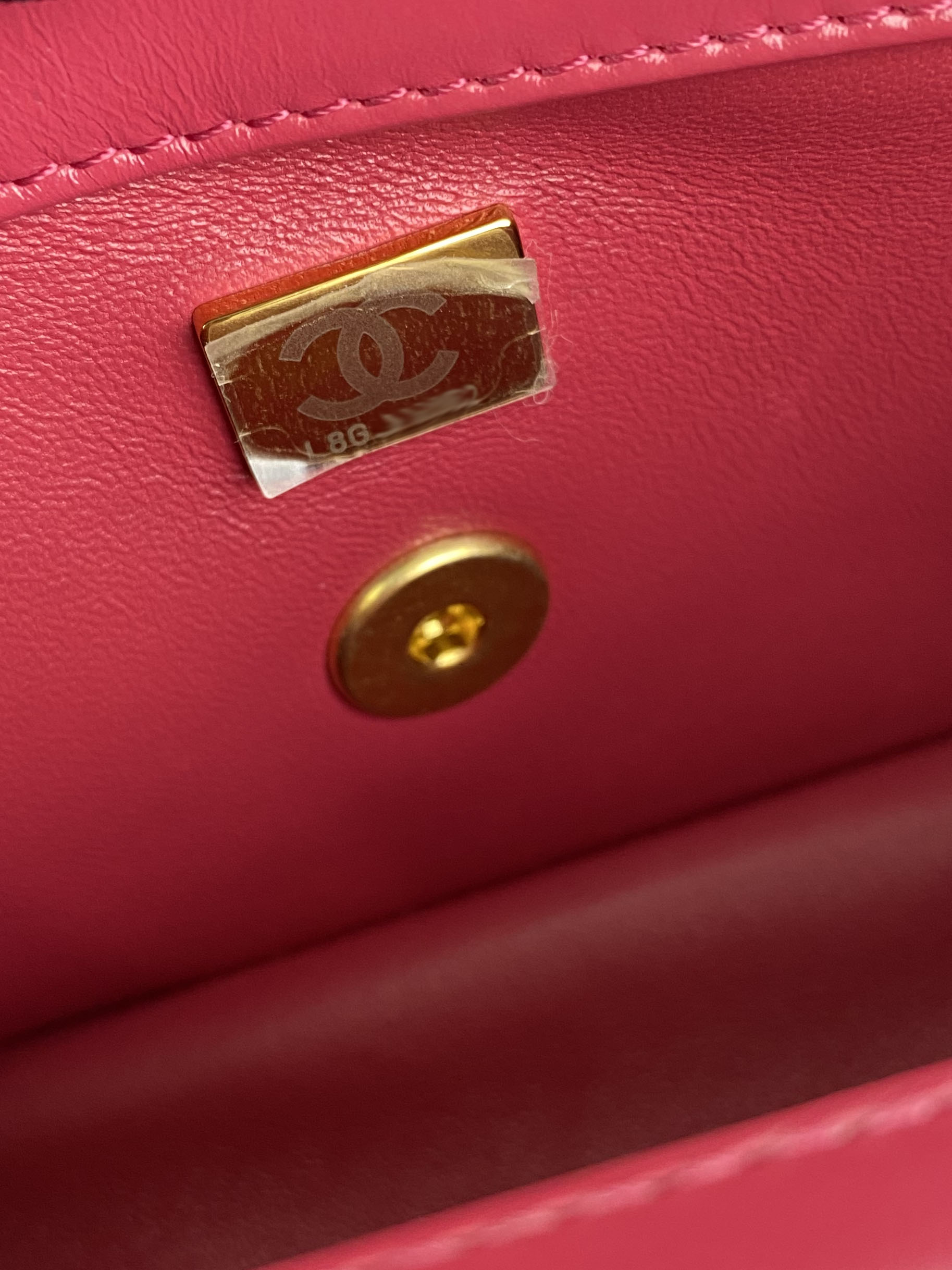 Chanel Mini Deep Pink Flap Bag with Gold Balls