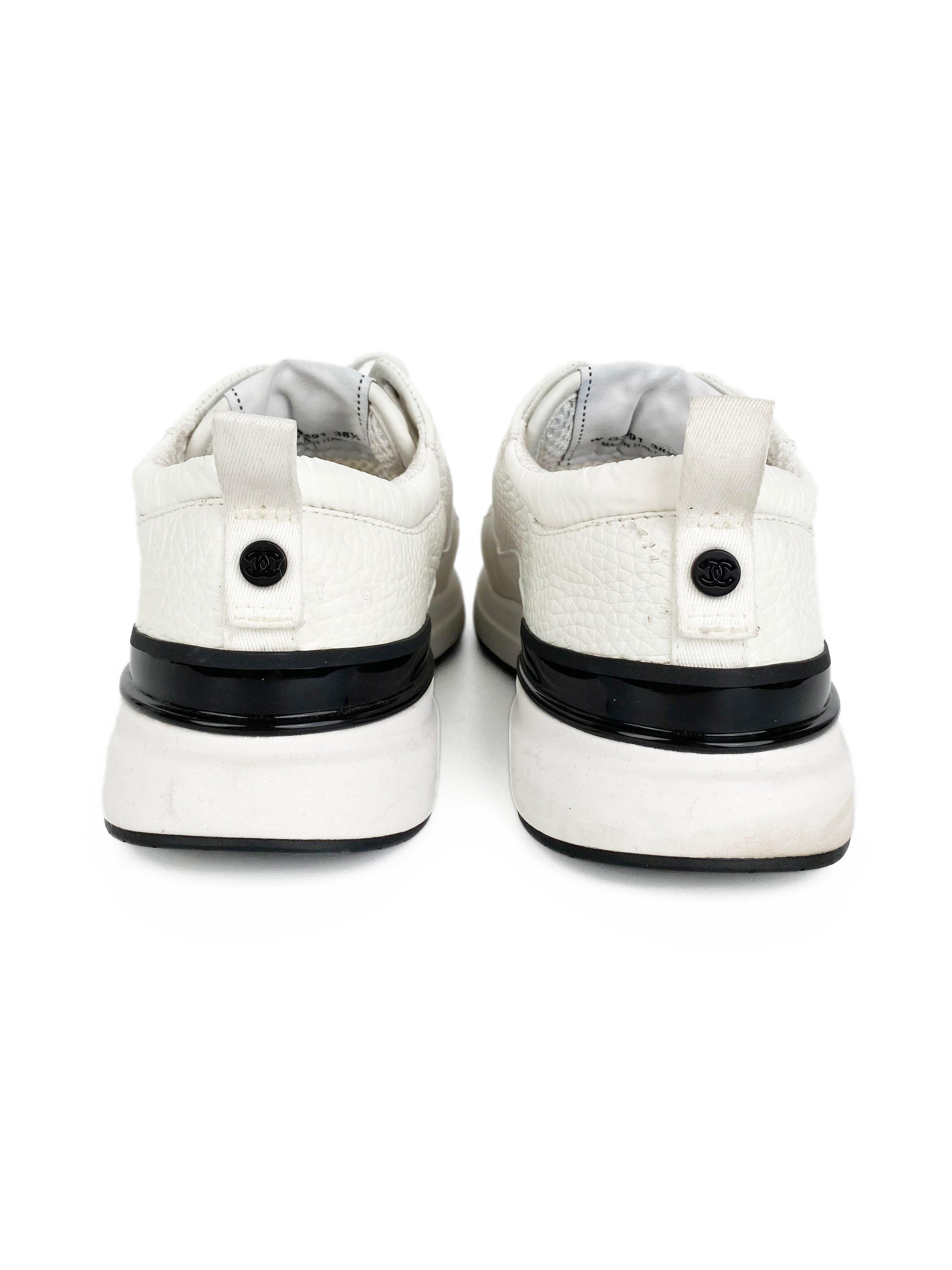 Chanel White CC Sneakers 38.5