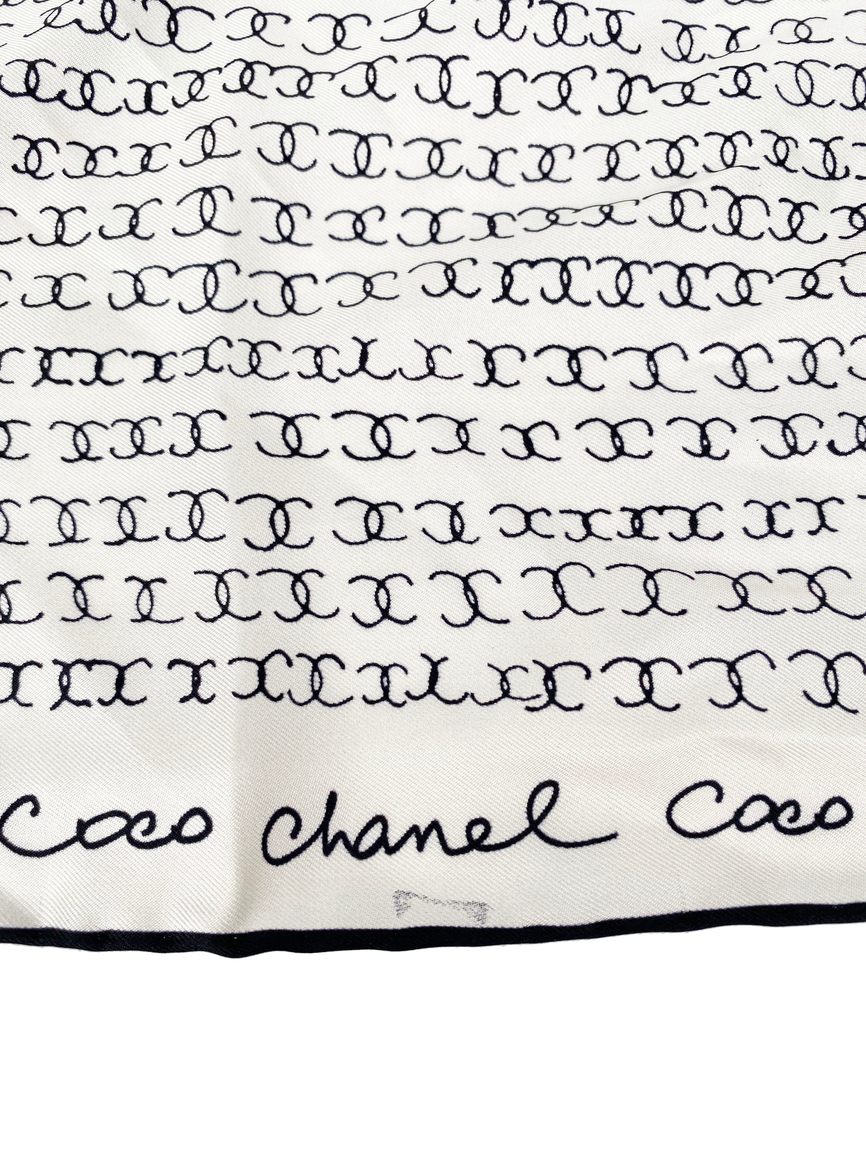 Chanel White 
Black Scrunchie 
Headscarf